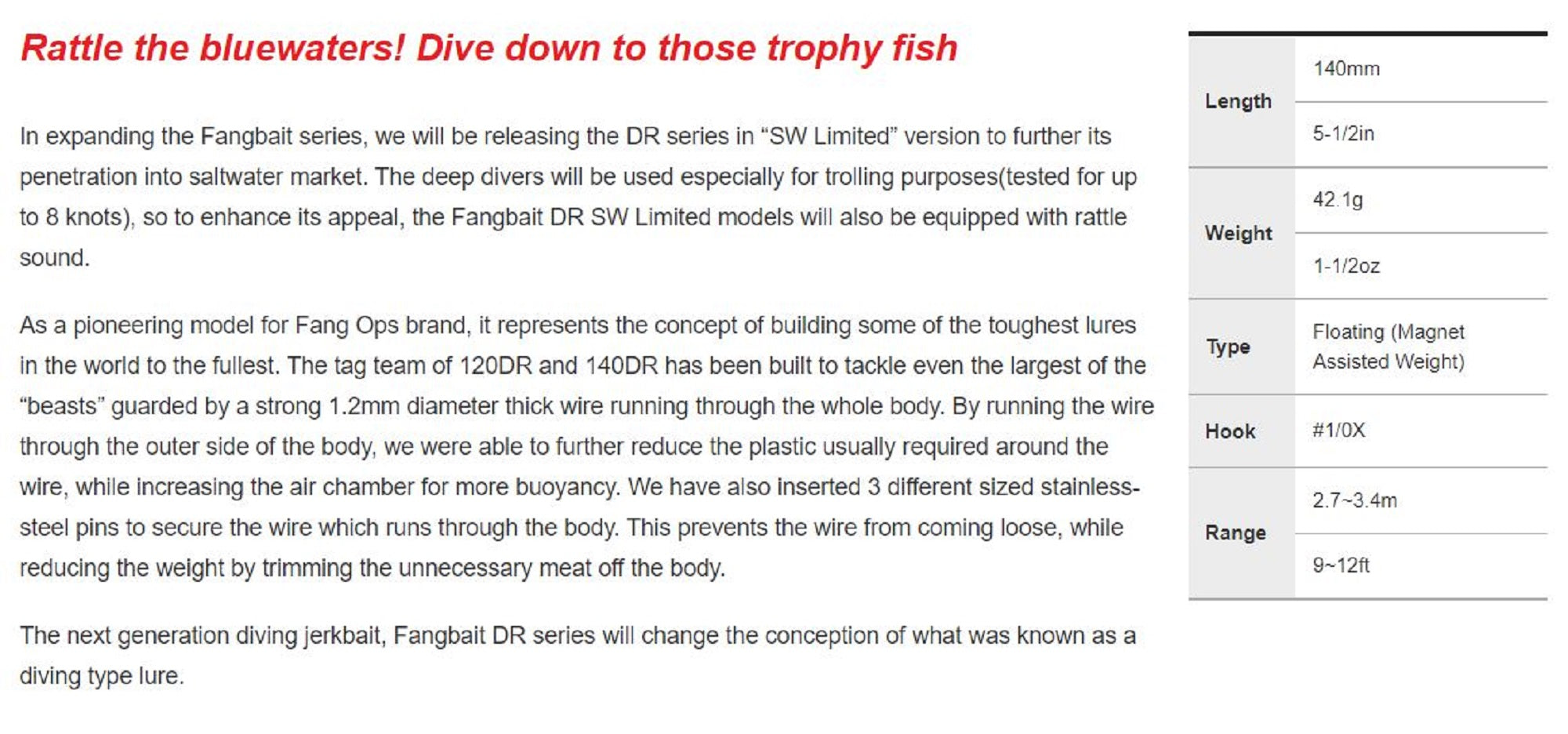 Duo Realis Fangbait 140DR SW Floating Lure DST0804 (8309)