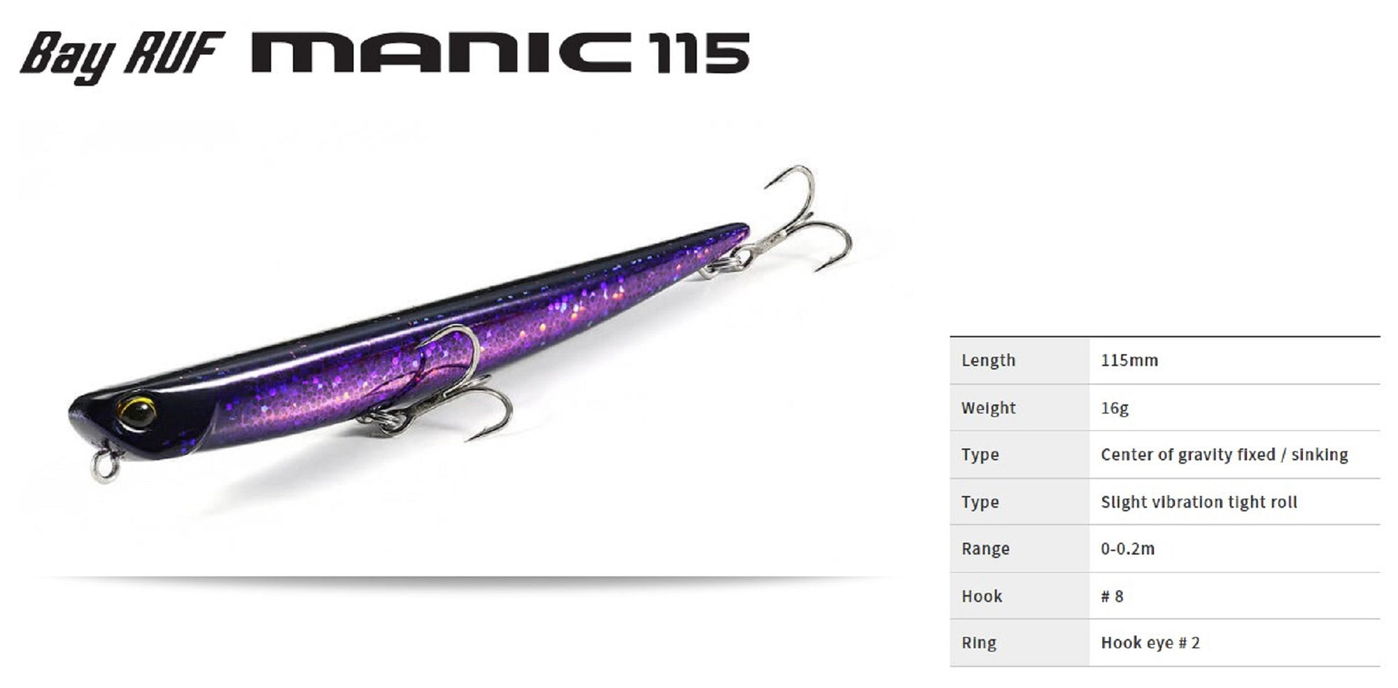 Duo Bay Ruf Manic 115 Pencil Sinking Lure ACC0346 (9336)