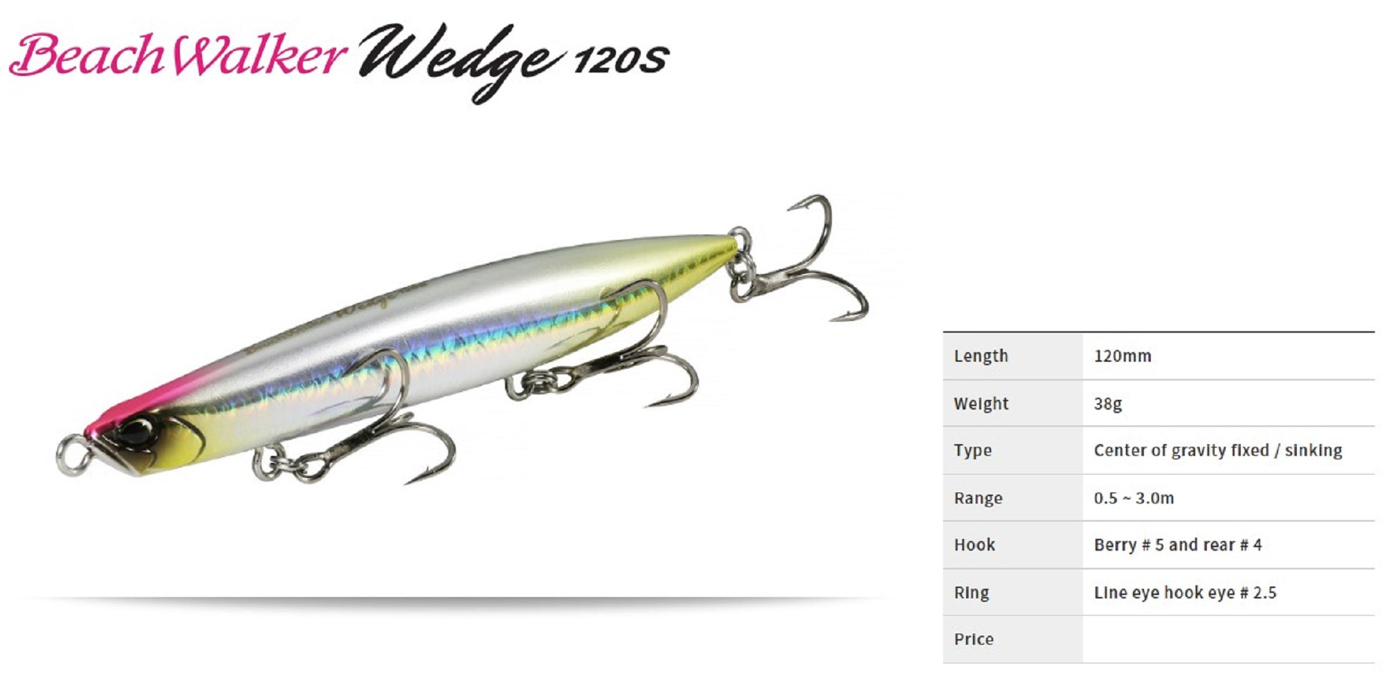 Duo Beach Walker Wedge 120 mm 38 grams Sinking Lure CHA0087 (4566)
