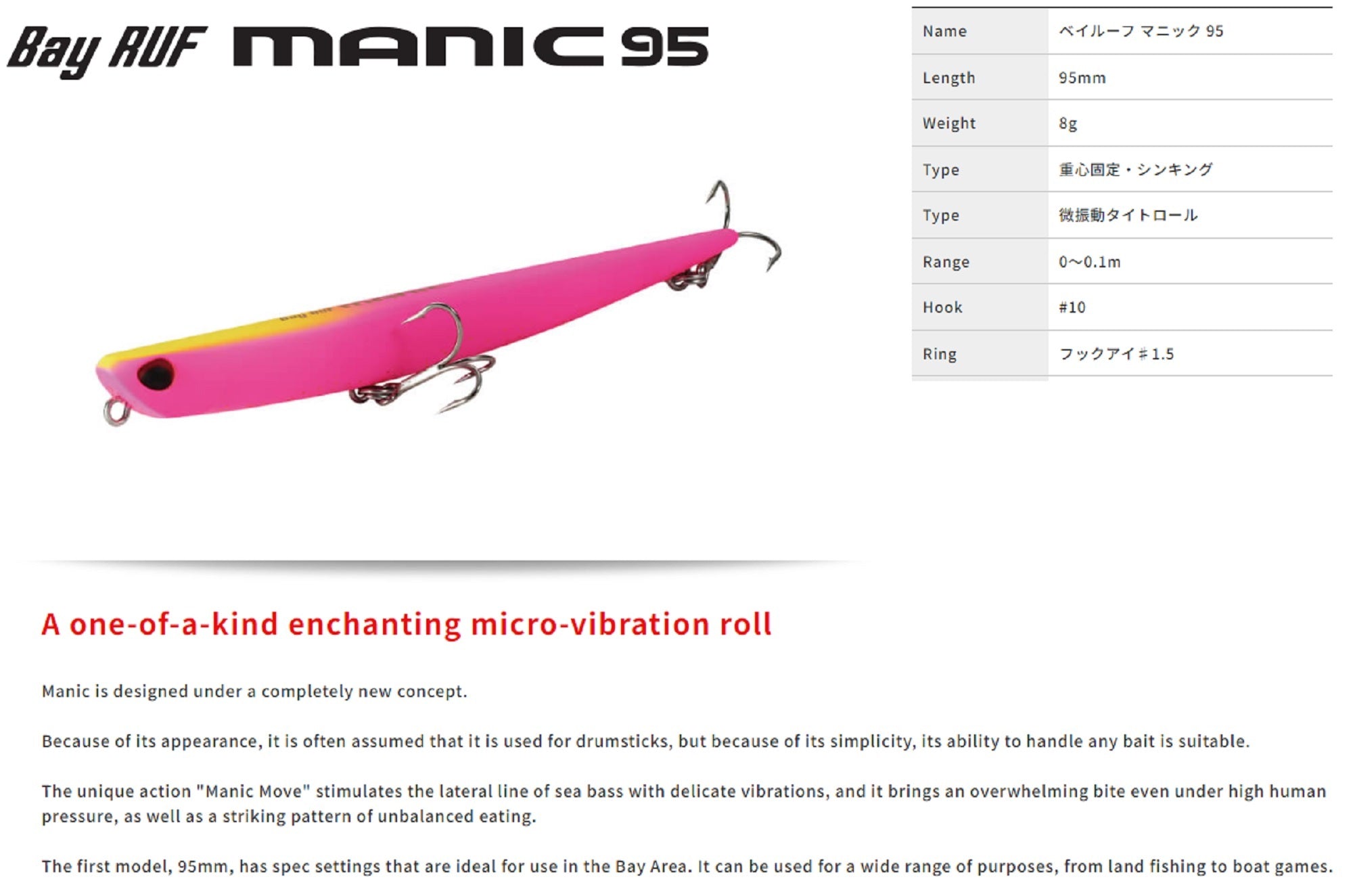Duo Bay Ruf Manic 95 Pencil Sinking Lure ACC0418 (3759)