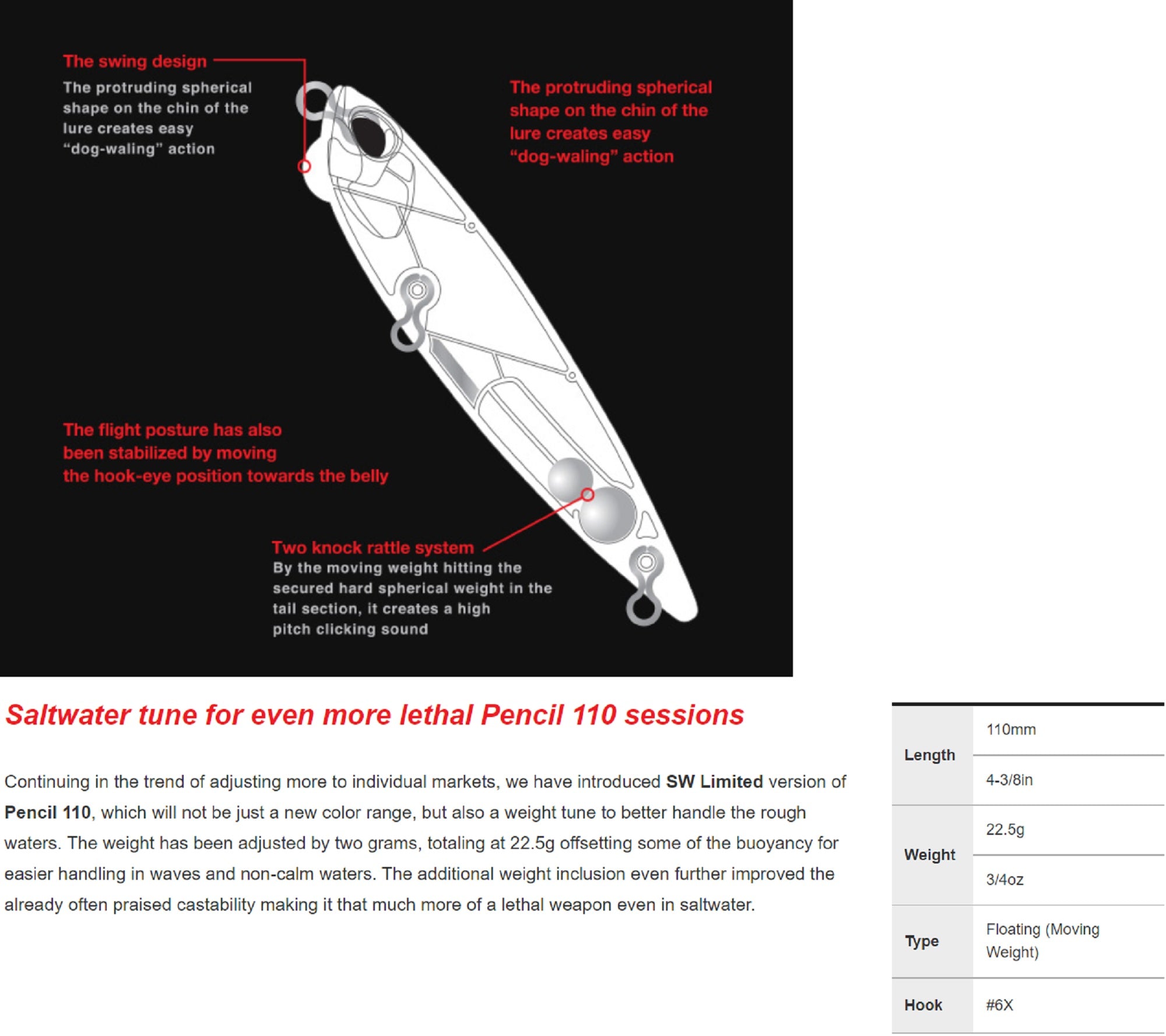 Duo Realis Pencil 110 SW Topwater Floating Lure DPA0384 (0634)