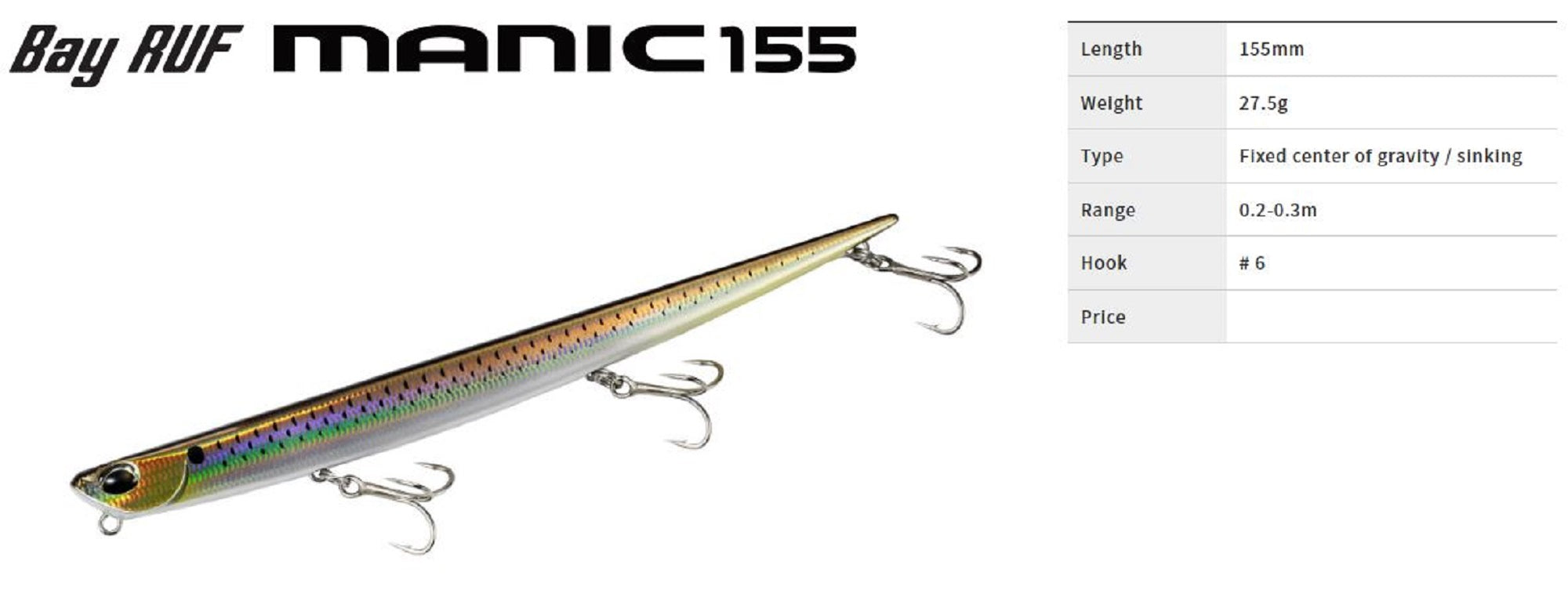 Duo Bay Ruf Manic 155 Pencil Sinking Lure CMA0036 (8074)