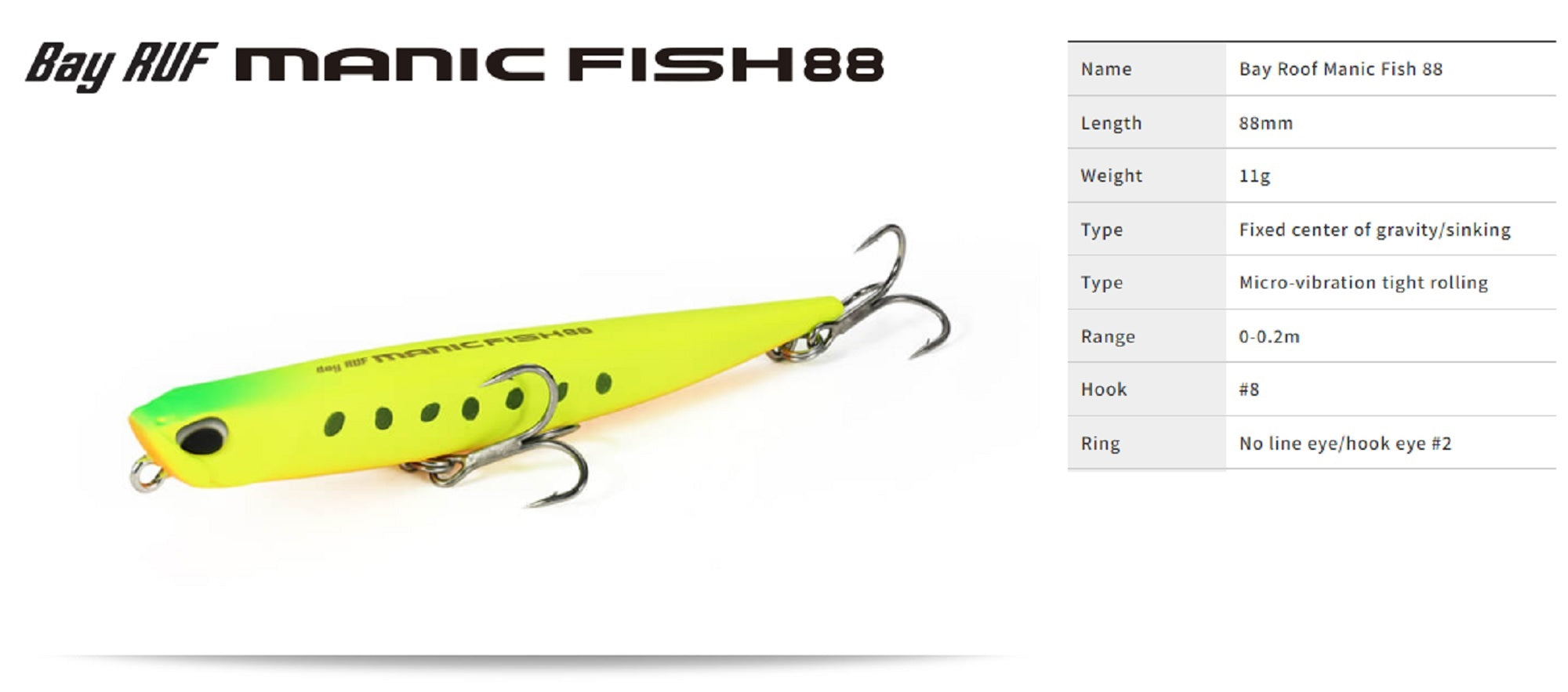 Duo Bay Ruf Manic Fish 88 Pencil Sinking Lure CCC0092 (0250)