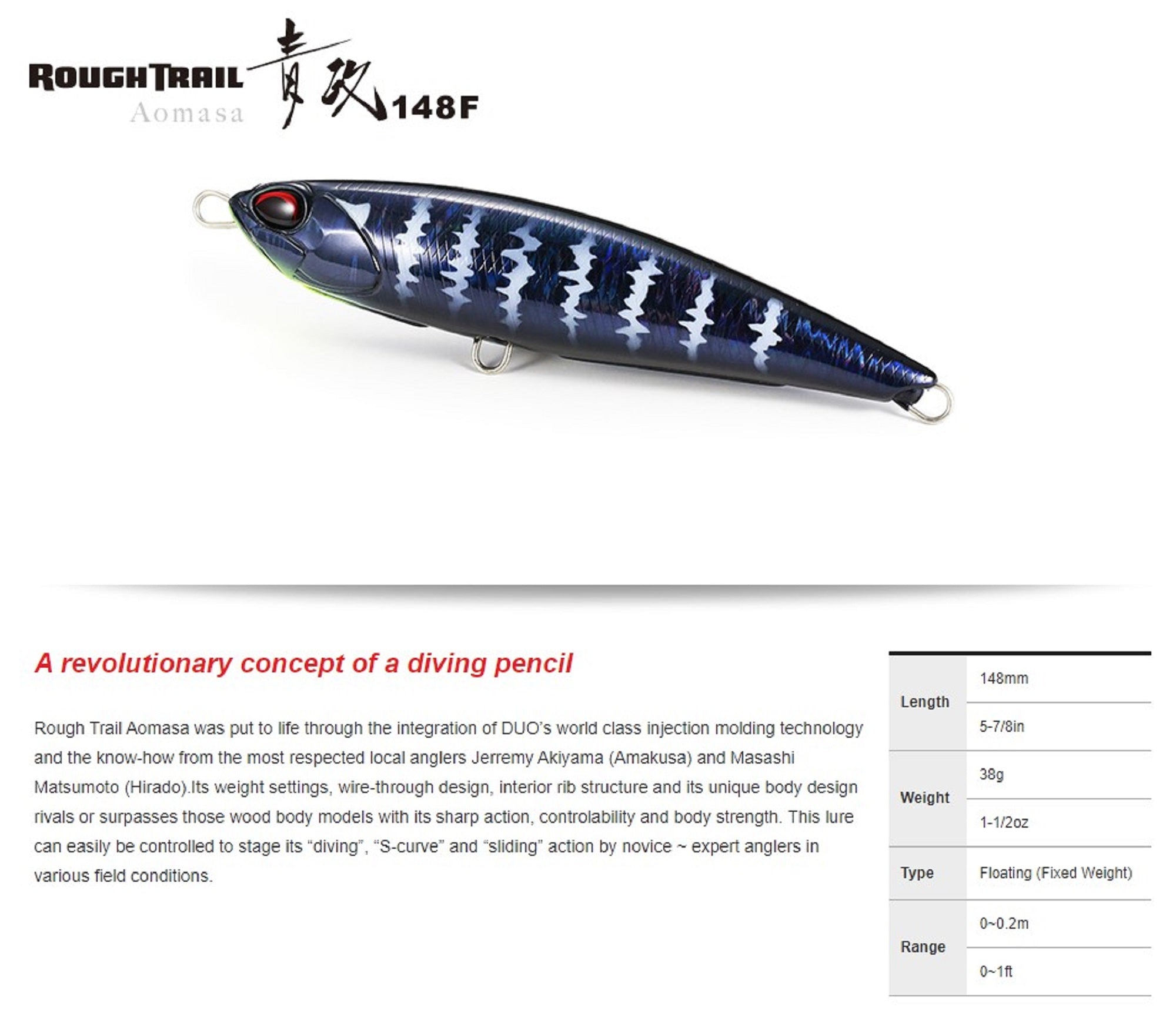 Duo Rough Trail Aomasa 148F W/Hook 38 gram Floating Lure GHA0404 (6641)