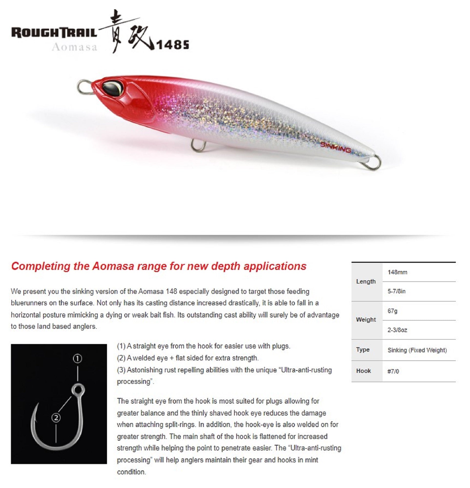 Duo Rough Trail Aomasa 148S W/Hook 62 gram Sinking Lure GHA0404 (6771)