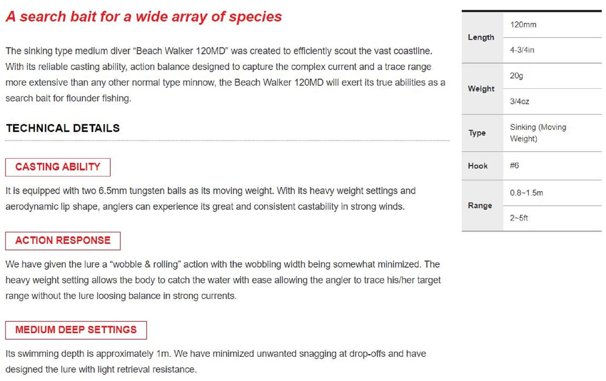 Duo Beach Walker 120 MD Sinking Lure MCC0522 (3243)