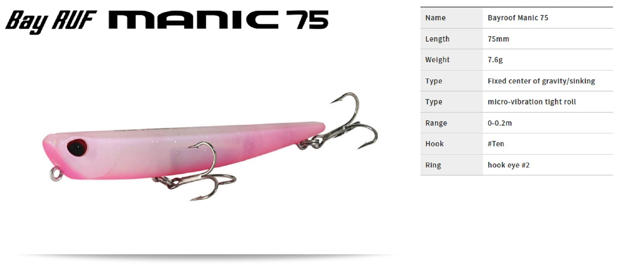 Duo Bay Ruf Manic 75 Pencil Sinking Lure CPA0581 (6572)