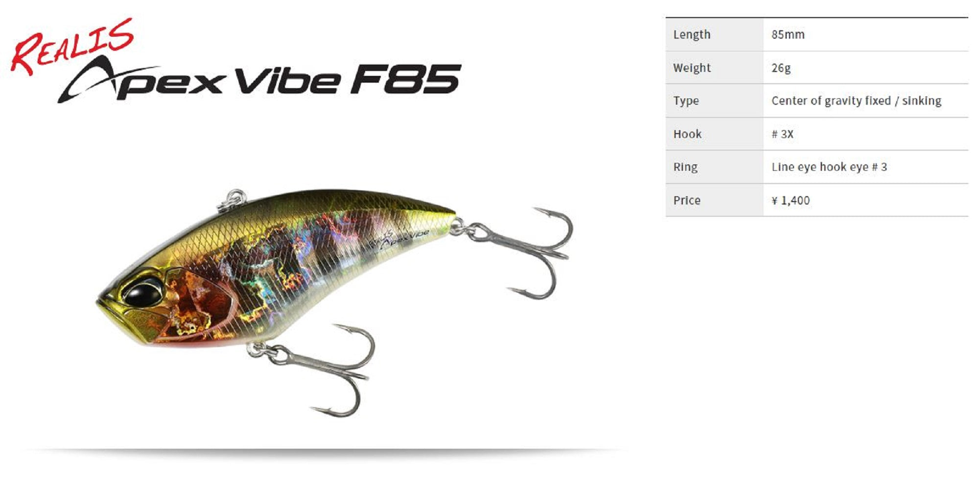 Duo Realis Apex Tune Vibration F85 Sinking Lure CCCZ103 (7777)