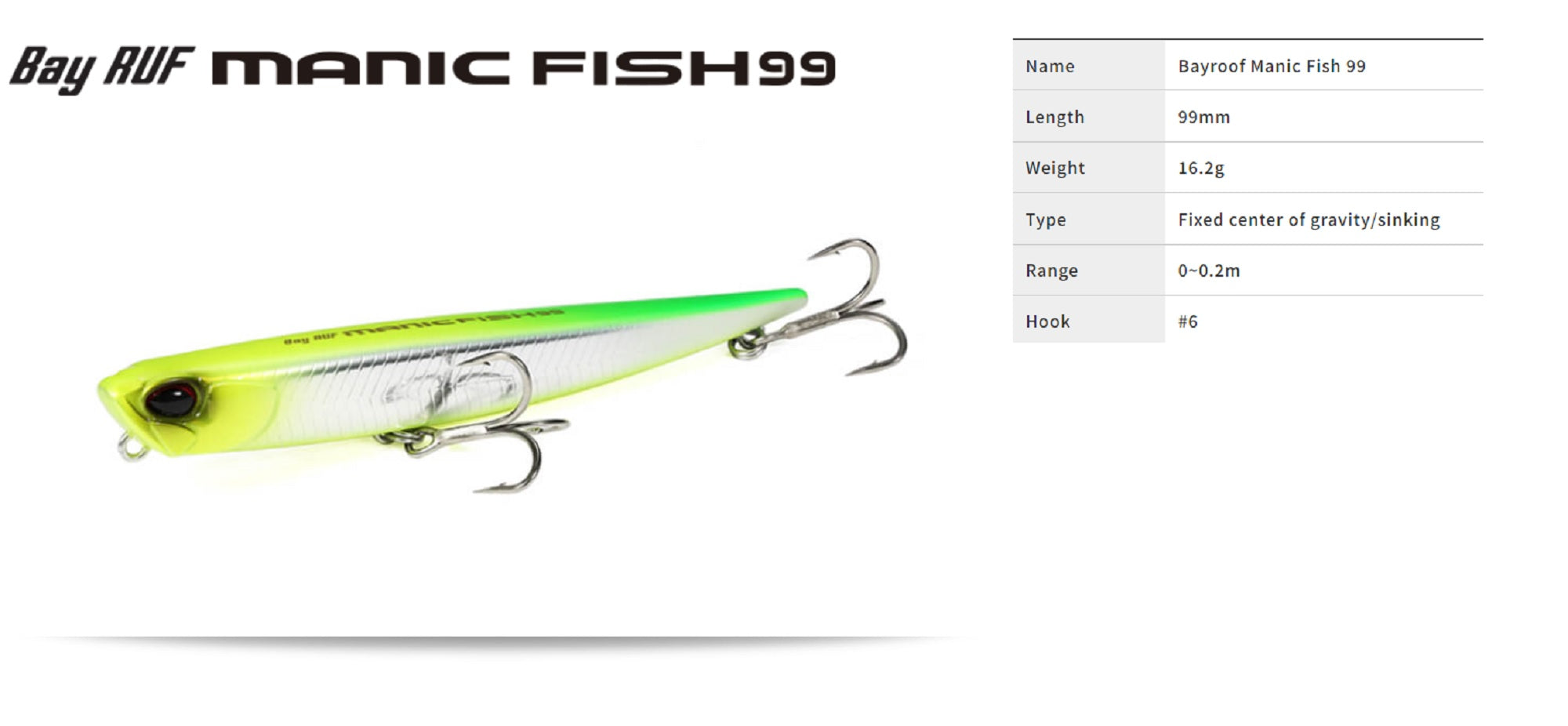 Duo Bay Ruf Manic Fish 99 Pencil Sinking Lure CSI0620 (3495)