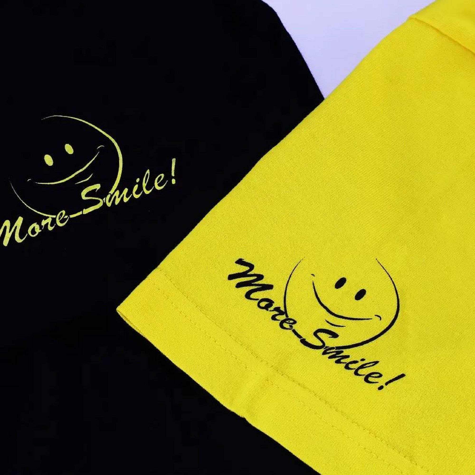 Duo T Shirt Tetra Works More Smile Short Sleeve Cotton Yellow Size M (3853)