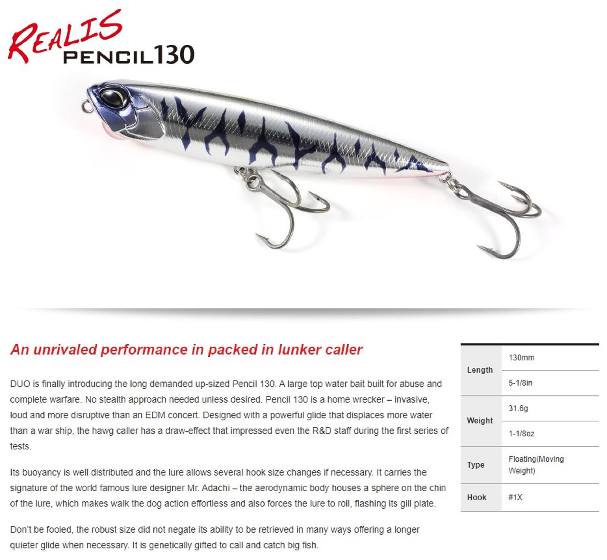 Duo Realis Pencil 130 Topwater Floating Lure CEA3375 (4188)