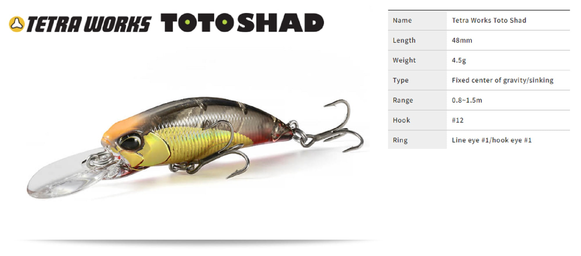 Duo Tetra Works Toto Shad 48 mm Sinking Lure CPA0601 (6762)