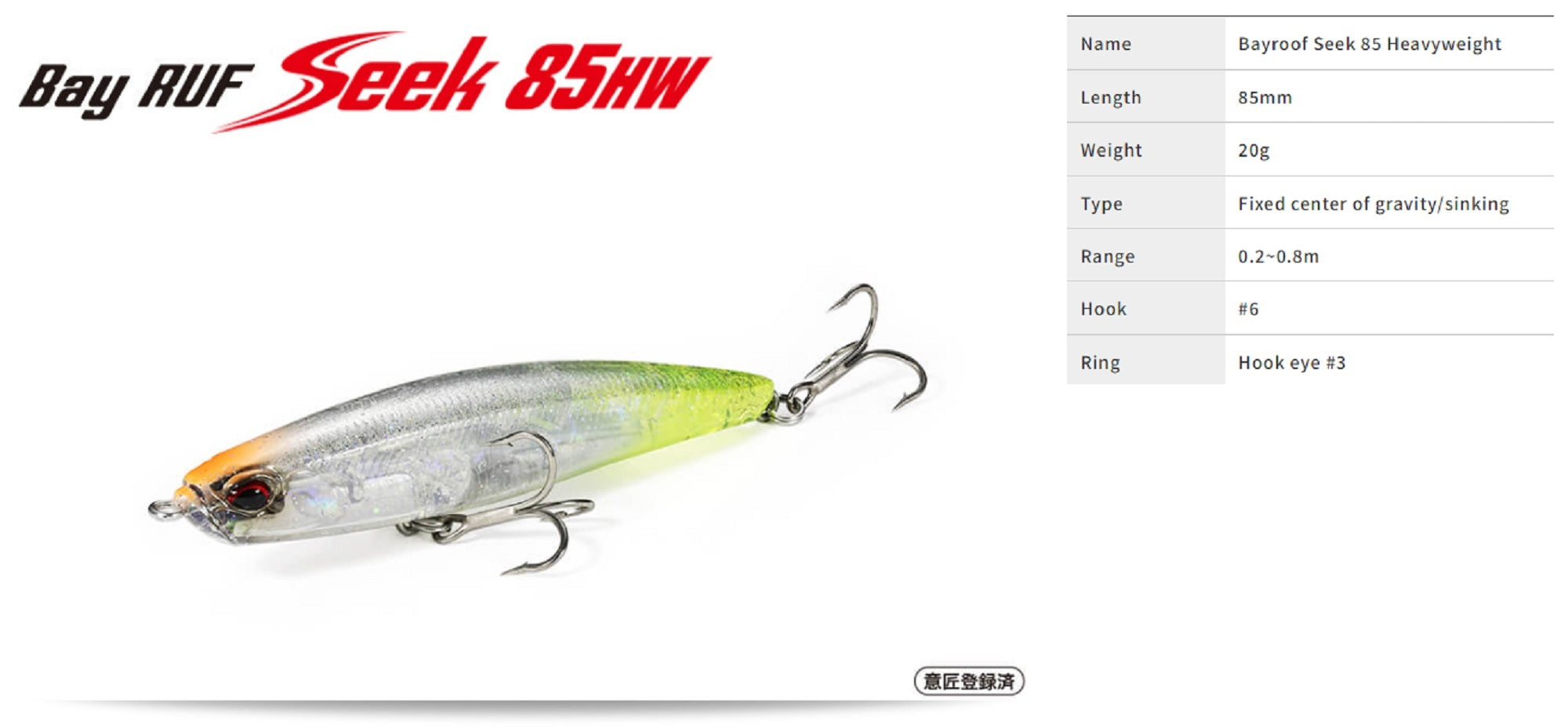 Duo Bay Ruf Seek 85HW Sinking Lure AHA0001 (7301)
