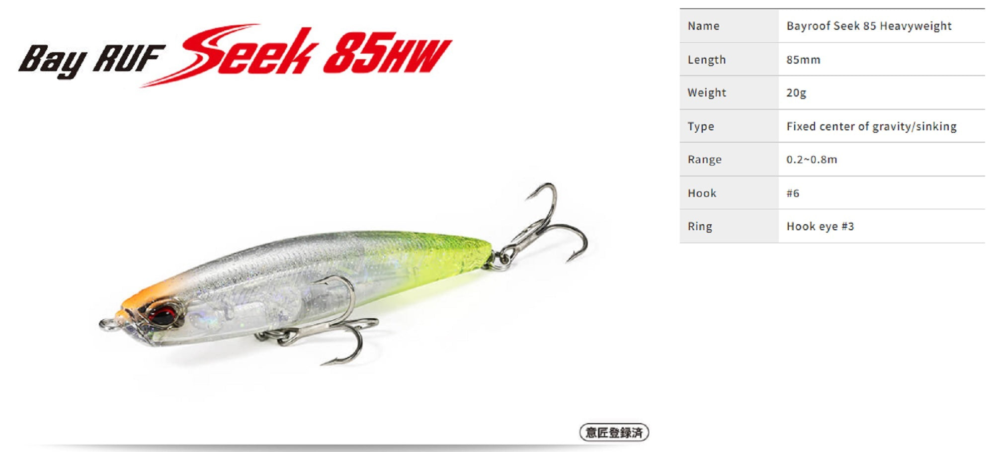 Duo Bay Ruf Seek 85HW Sinking Lure ACC0022 (7356)