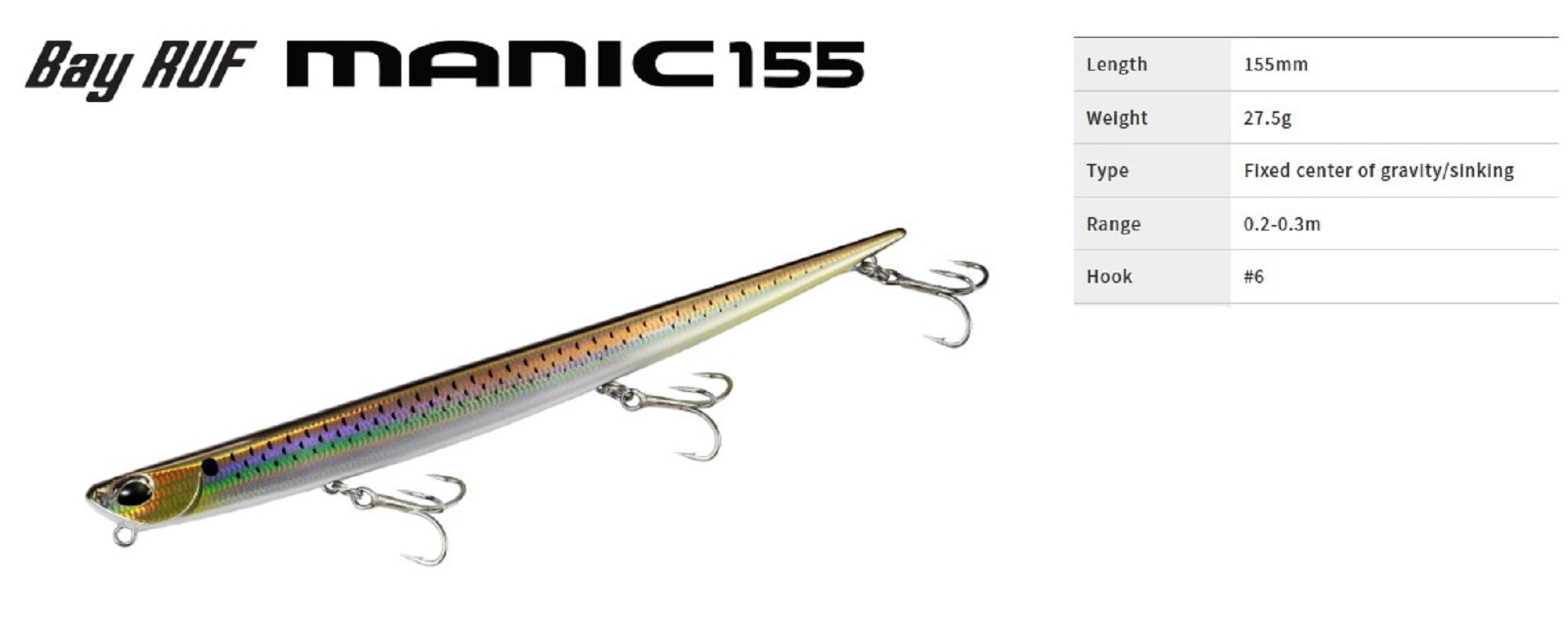 Duo Bay Ruf Manic 155 Pencil Sinking Lure CLA0618 (0080)