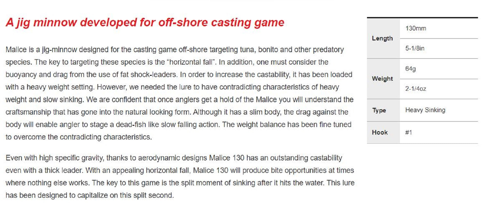 Duo Rough Trail Malice 130 Sinking Lure CGO0564 (1506)