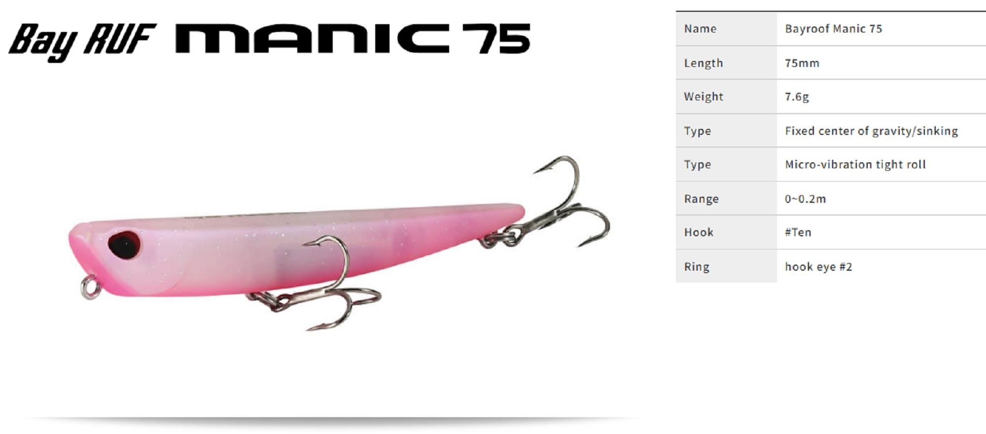 Duo Bay Ruf Manic 75 Pencil Sinking Lure CCC0872 (1728)