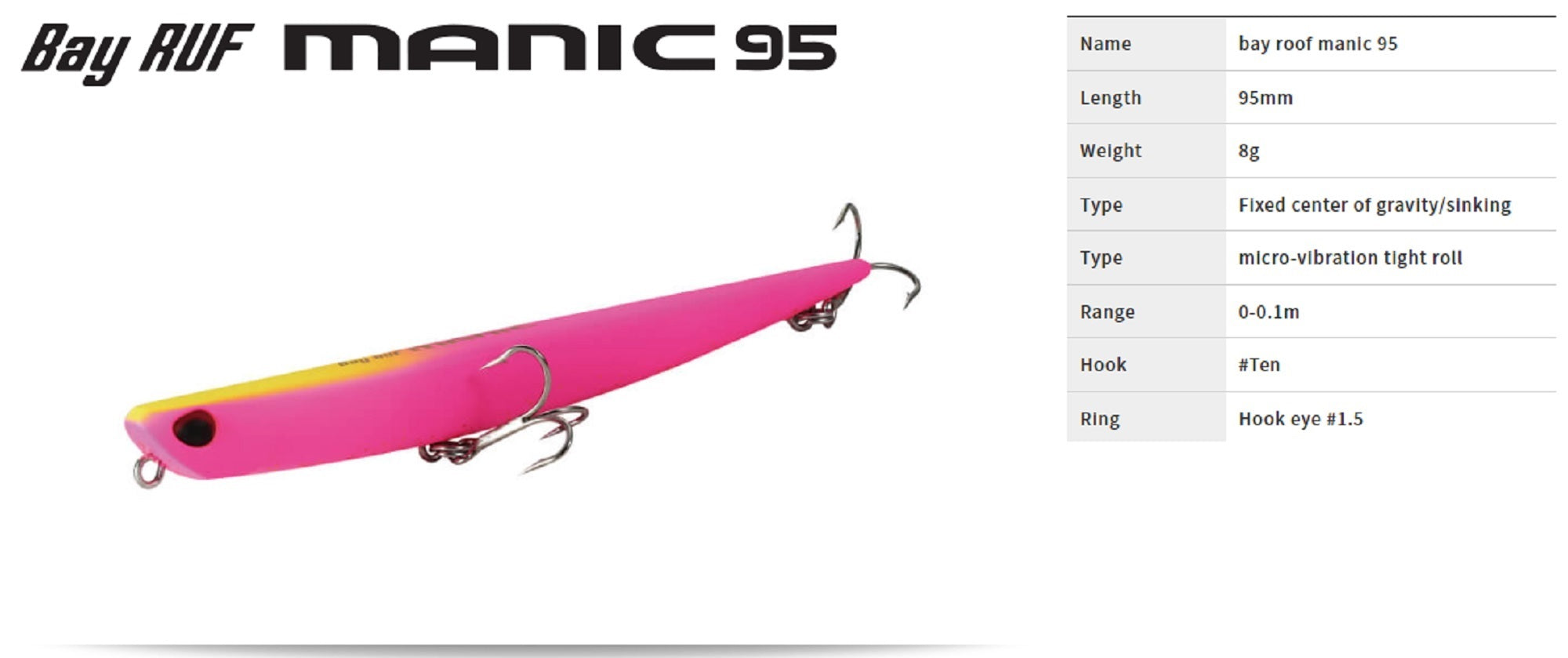 Duo Bay Ruf Manic 95 Pencil Sinking Lure CCC0871 (1766)