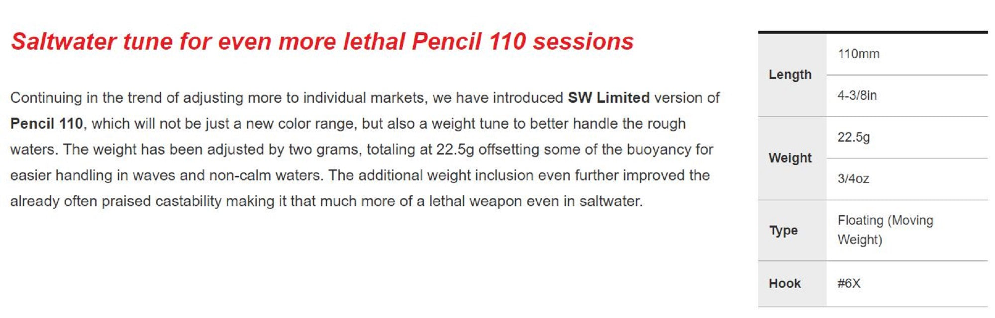 Duo Realis Pencil 110 SW Topwater Floating Lure CEA3035 (4187)