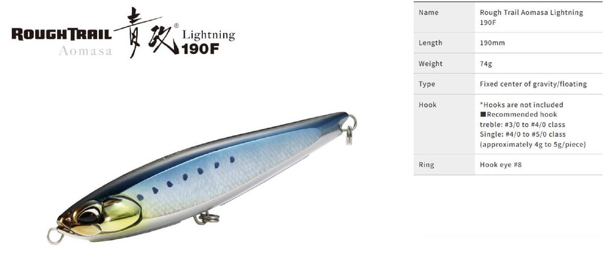 Duo Rough Trail Aomasa Lightning 190F 74 gram Floating Lure CSH0867 (6983)
