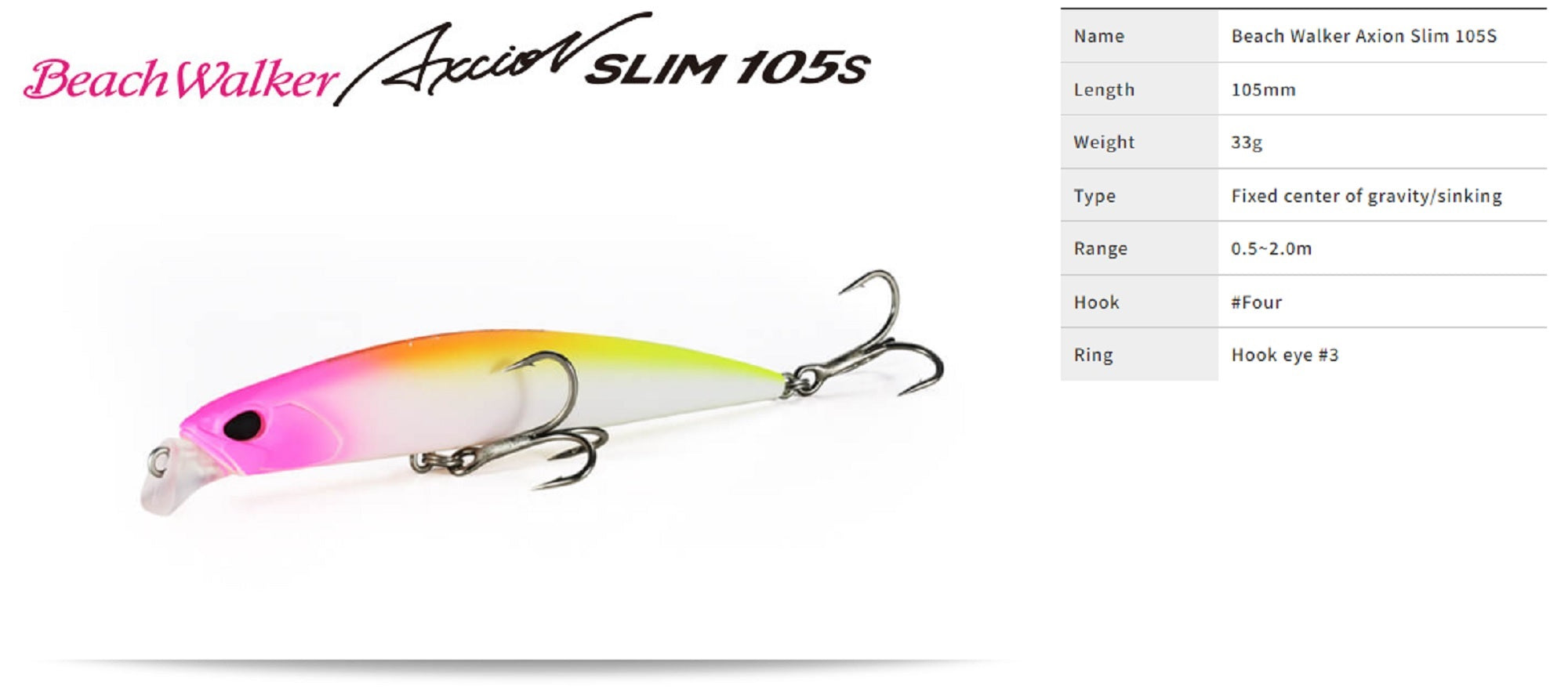 Duo Beach Walker 105 Axcion Slim Sinking Lure ACC0673 (8147)