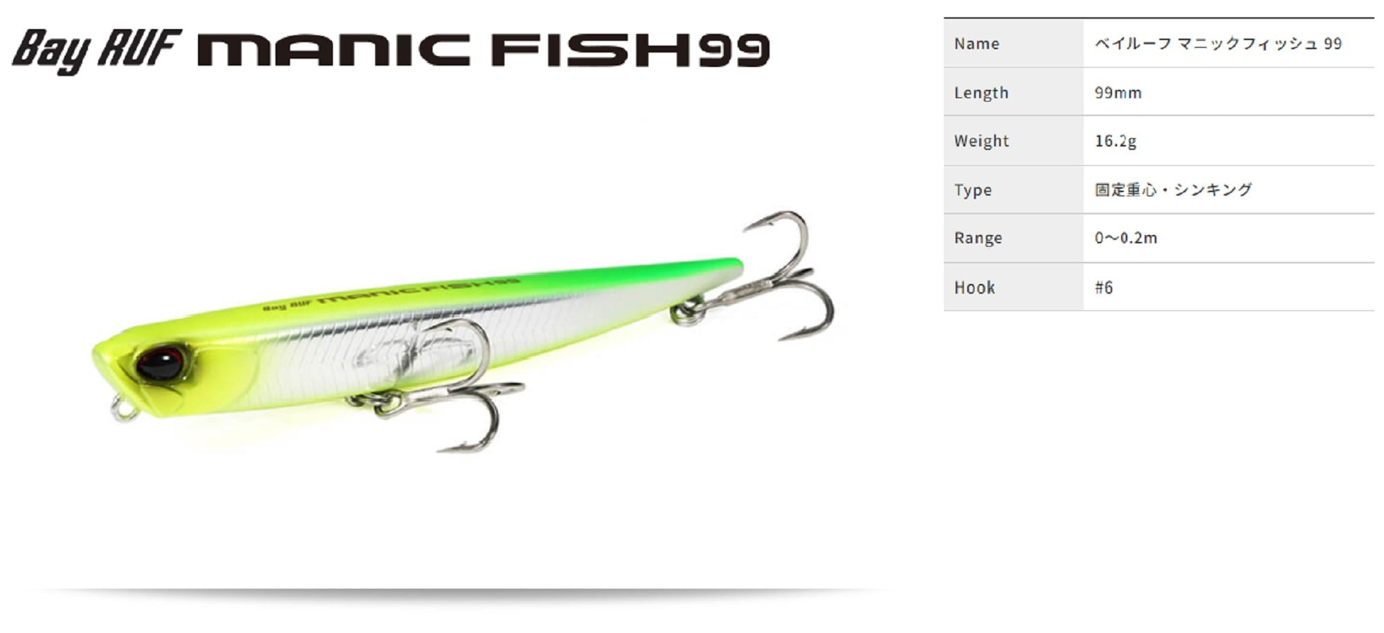 Duo Bay Ruf Manic Fish 99 Pencil Sinking Lure CCC0676 (8291)