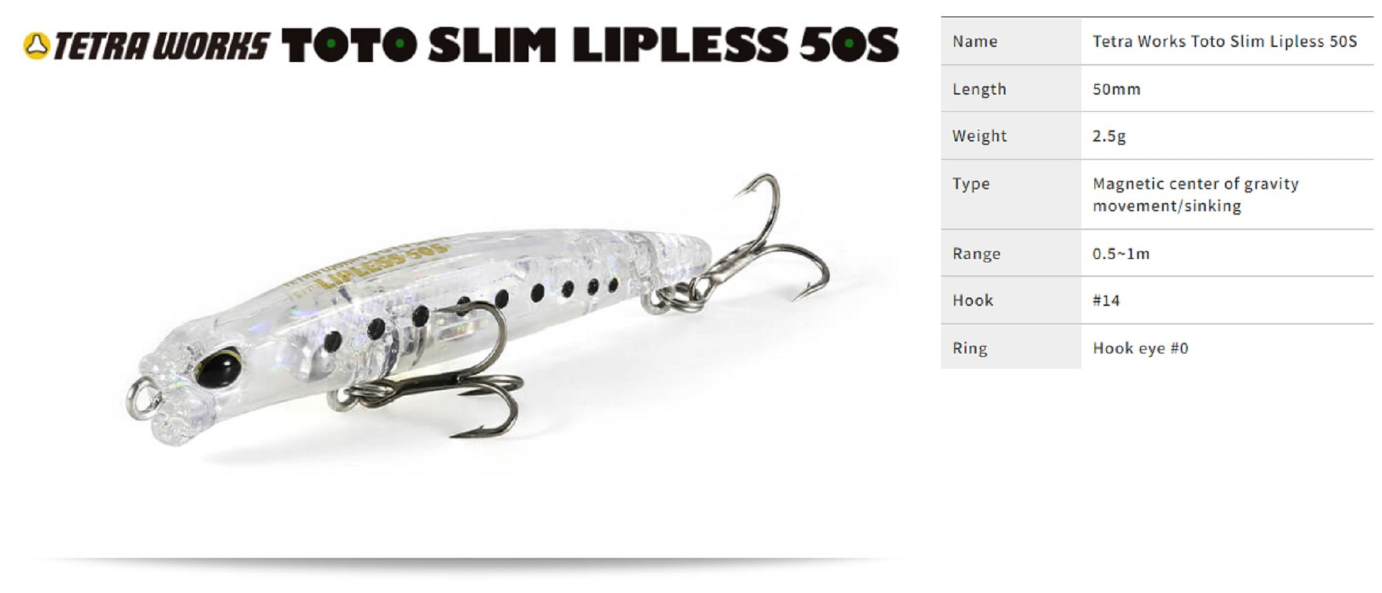 Duo Tetra Works Toto Slim Lipless 50S Sinking Lure CUA0634 (1246)