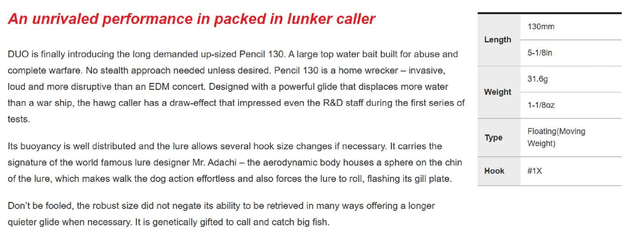 Duo Realis Pencil 130 SW Topwater Floating Lure CCC0556 (1543)
