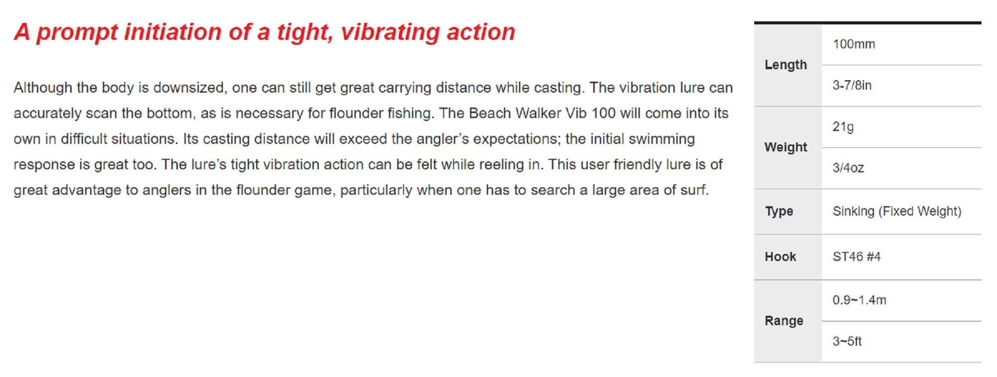 Duo Beach Walker Vibe 100 Sinking Lure ADA3033 (8800)