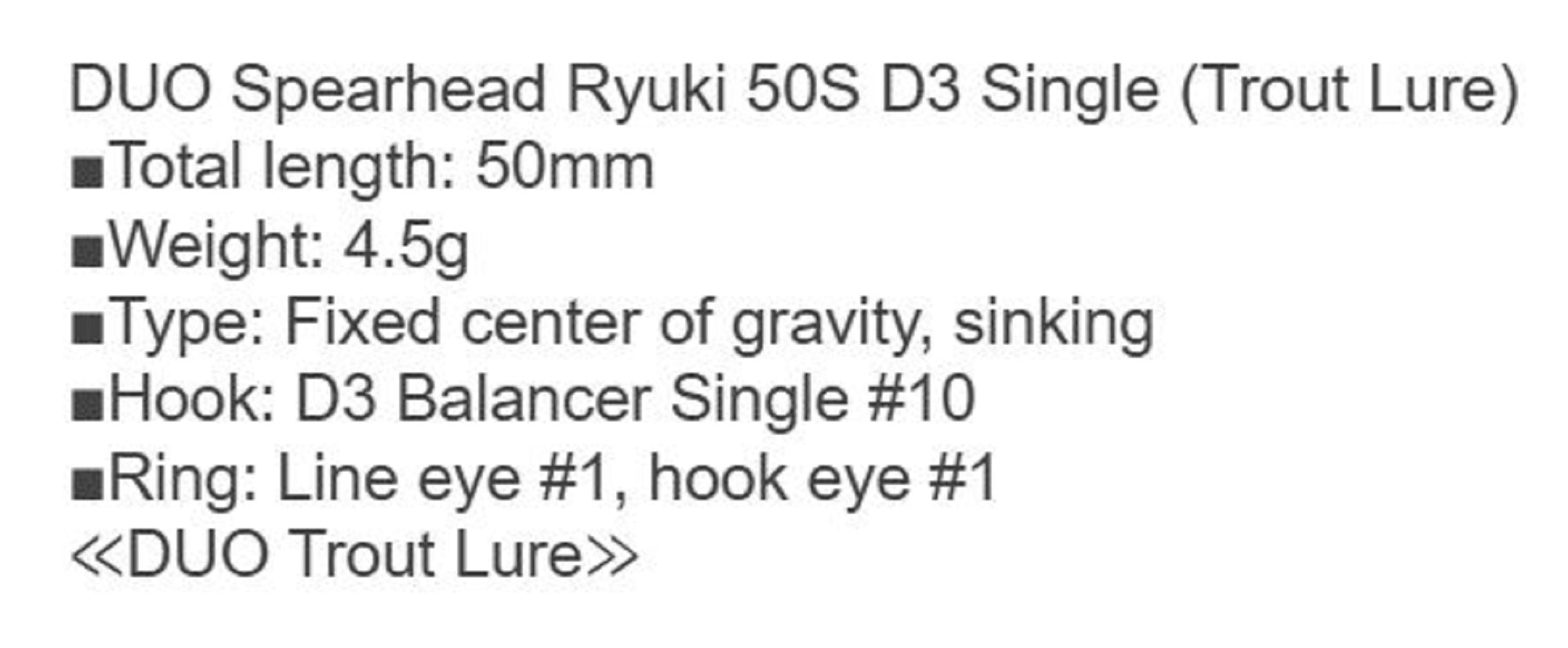 Duo Spearhead Ryuki 50S Single Hook Sinking Lure CCCZ473 (4099)