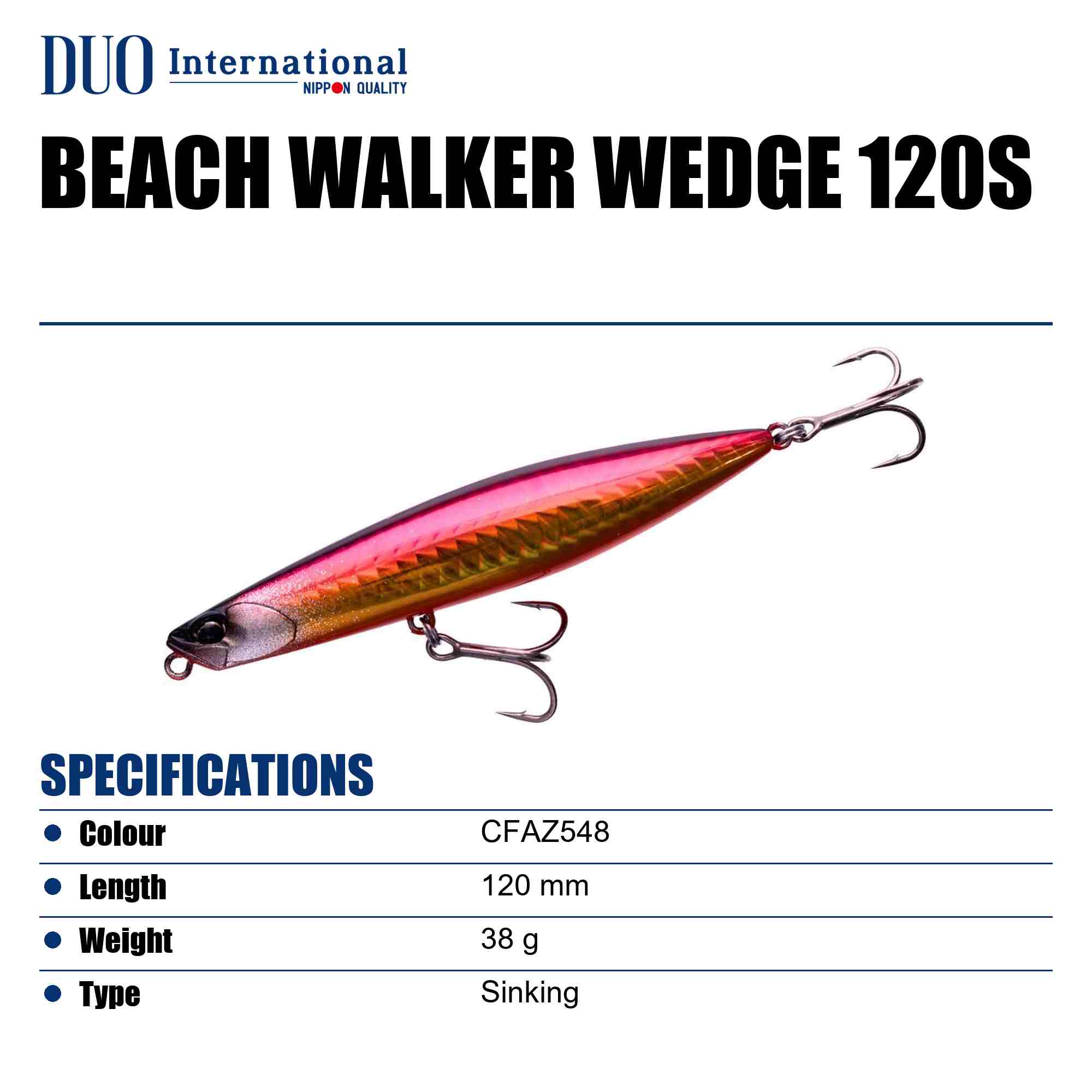 Duo Beach Walker Wedge 120 mm 38 grams Sinking Lure CFAZ548 (4586)