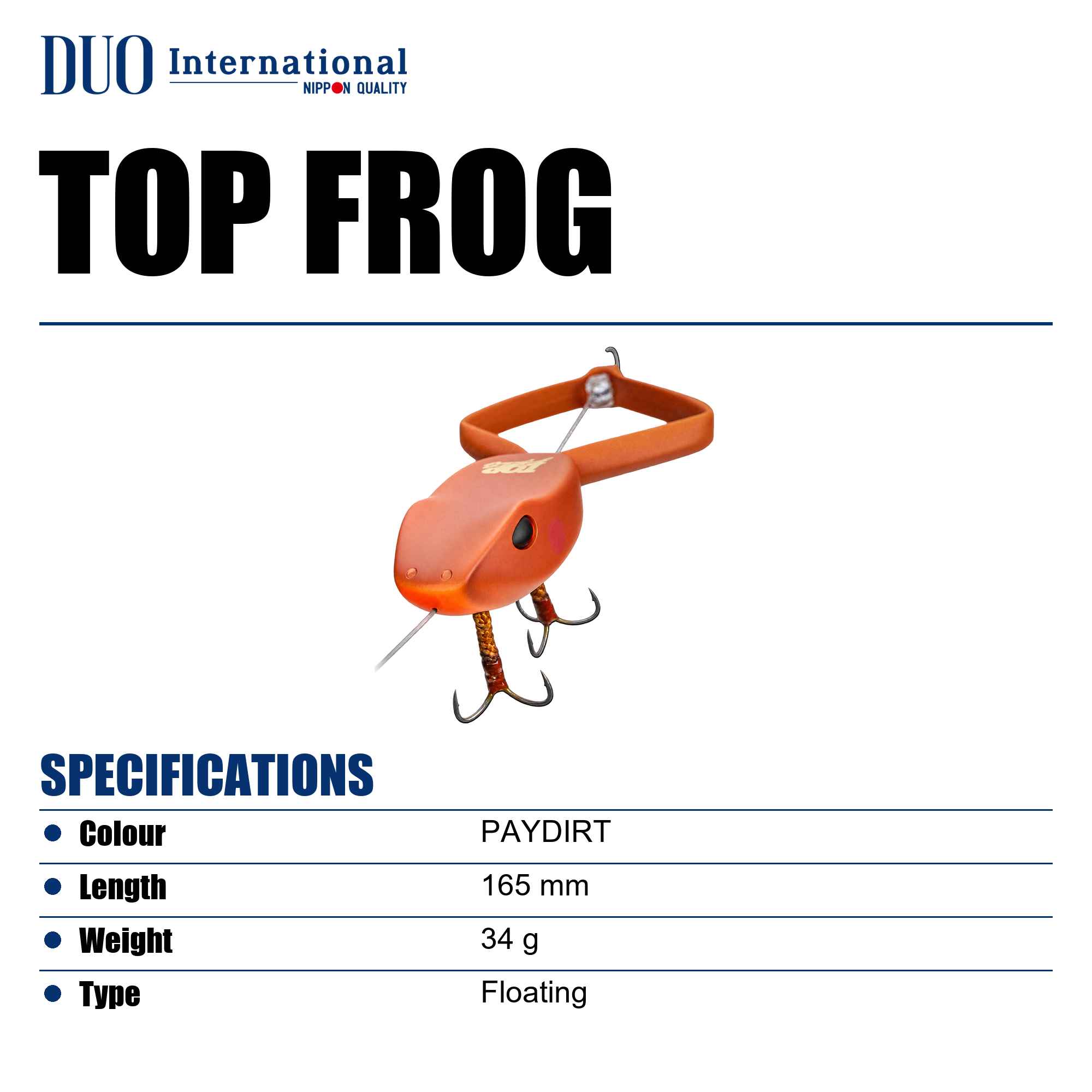 Duo Top Frog 165mm 34 grams Floating Lure Paydirt (8705)