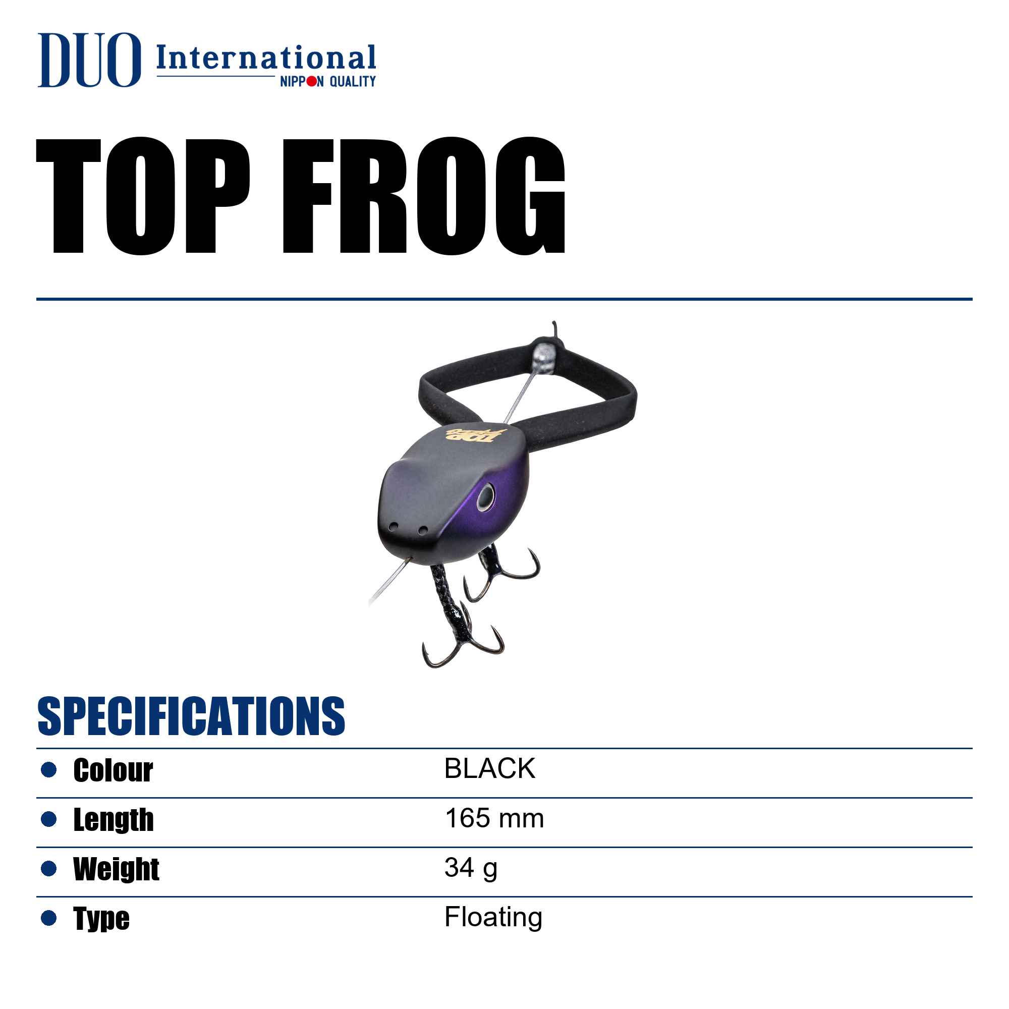 Duo Top Frog 165mm 34 grams Floating Lure Black (8712)