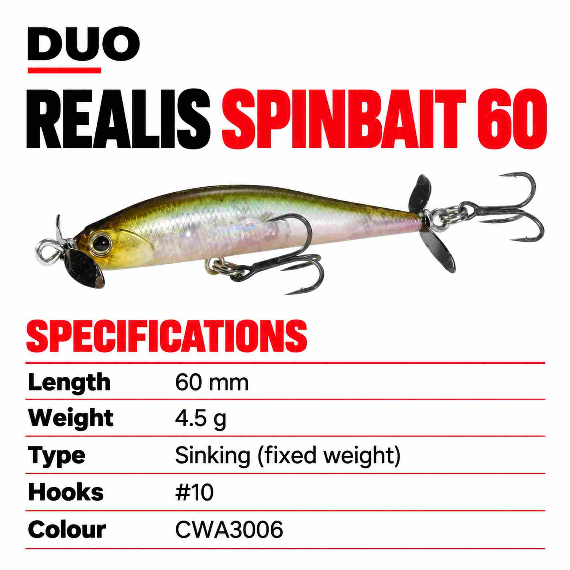 Duo Realis Spin Bait 60 spinbait spybait Sinking Lure CWA3006 (2610)