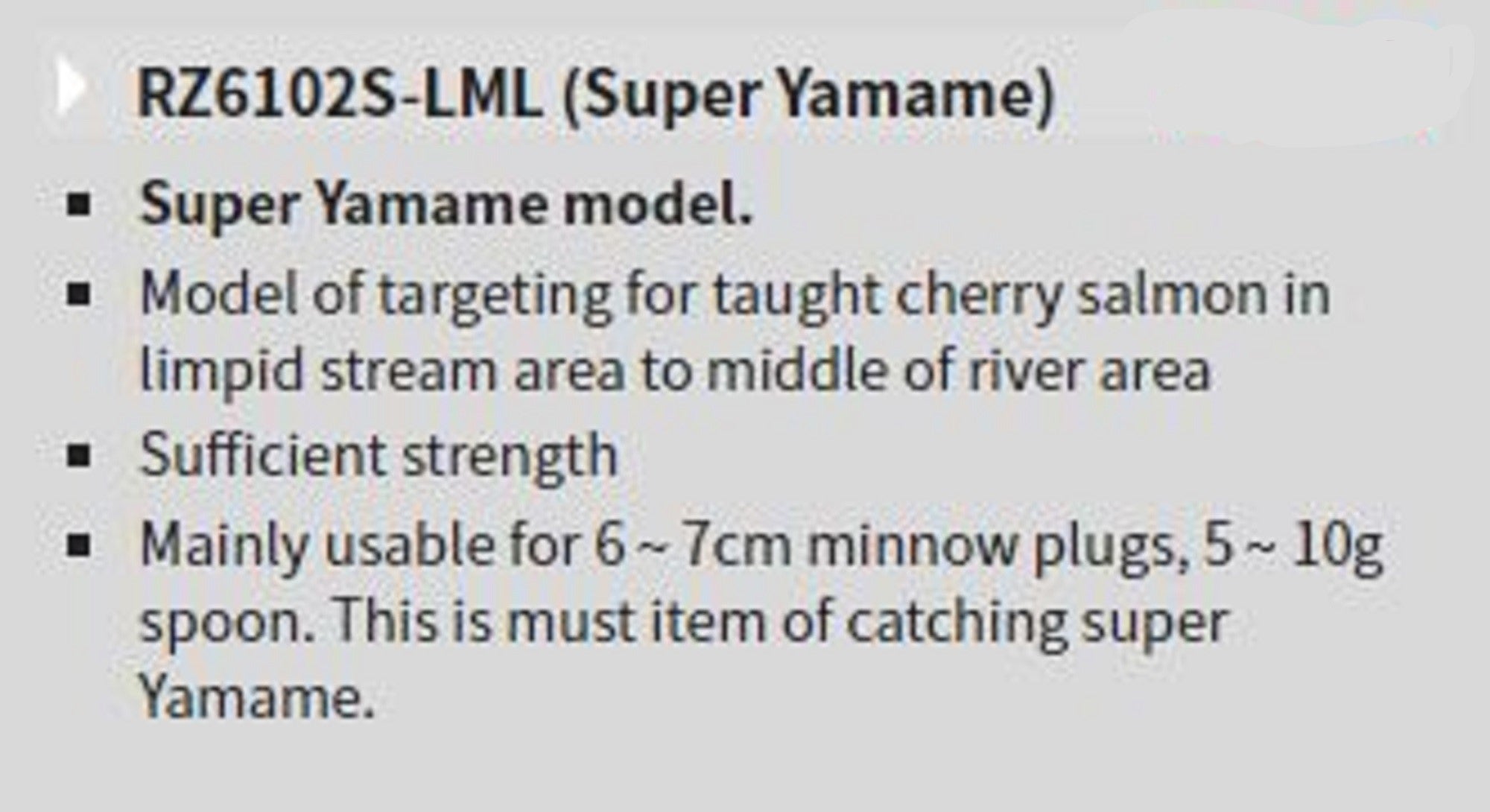 Tenryu Rod Spinning Rayz RZ 6102S-LML " Super Yamame " (1584)