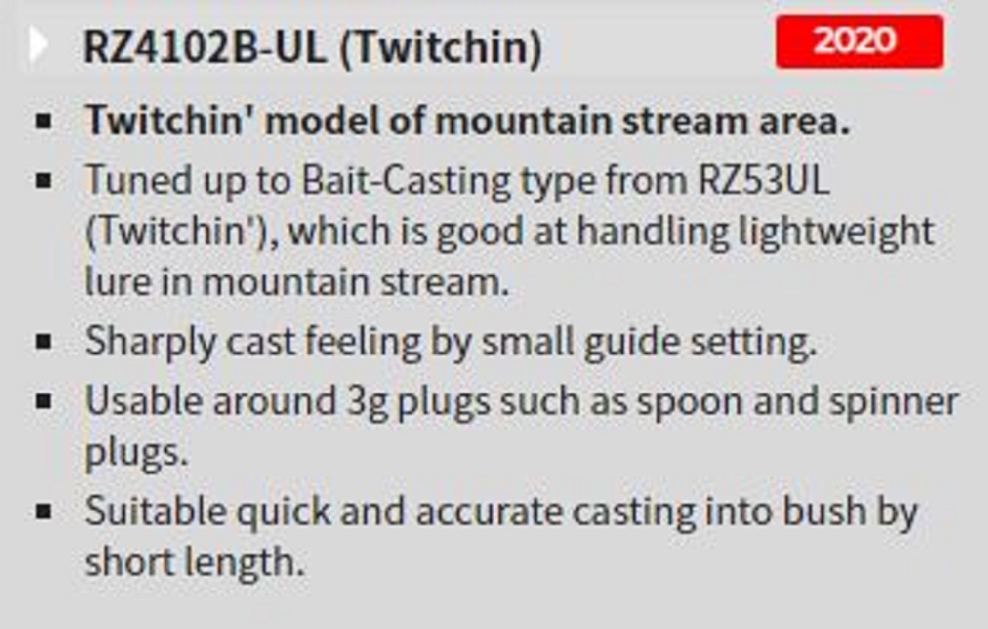 Tenryu Rod Baitcast Rayz RZ 4102B-UL " Twitchin " (1607)