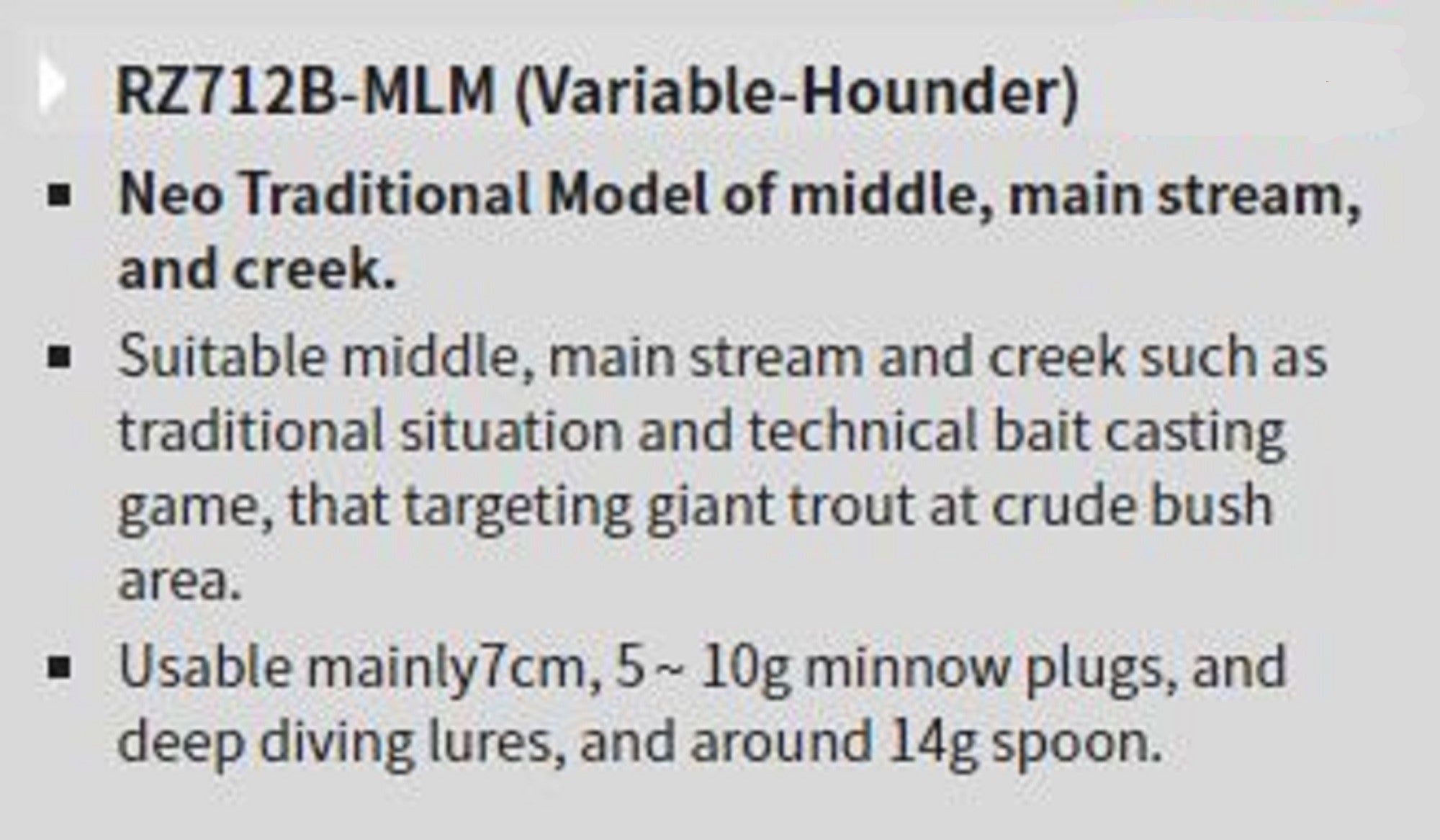 Tenryu Rod Baitcast Rayz RZ 712B-MLM " Variable Rounder " (1621)