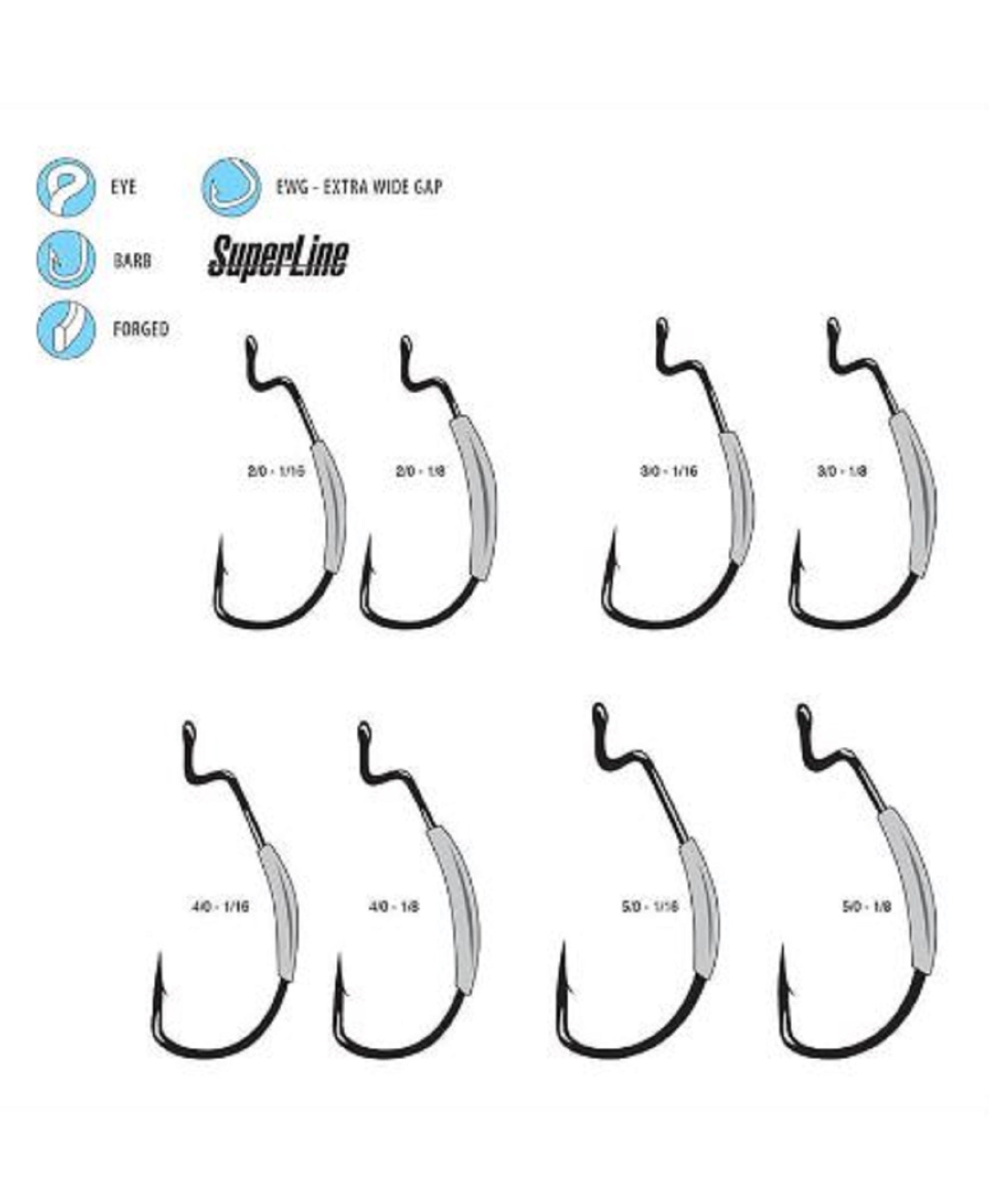 Gamakatsu 74414 Worm Offset Superline EWG NSB Size 4/0 , 4 Per pack (9565)