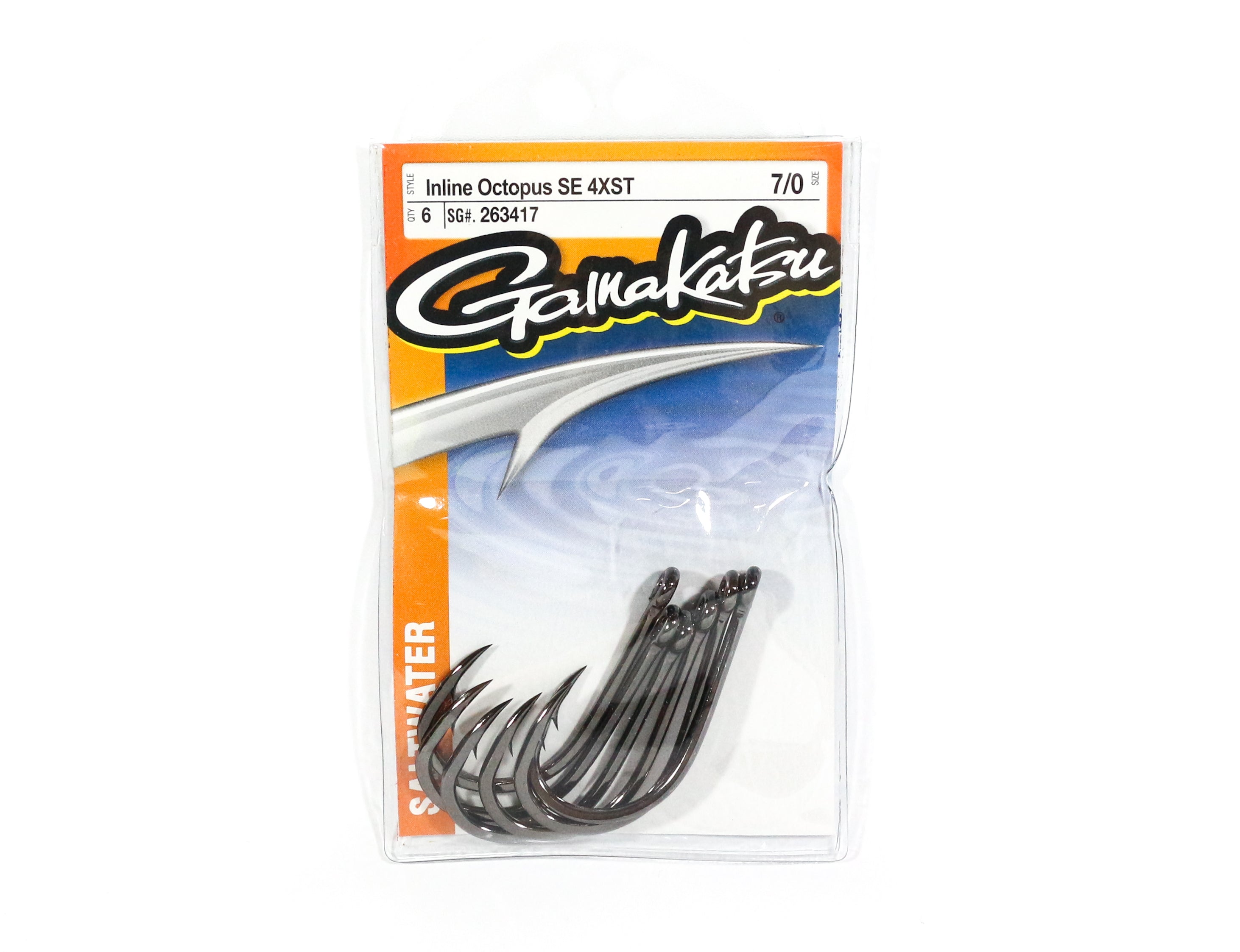 Gamakatsu Octopus Hook Straight Eye 4XS Inline Point Size 7/0 (8495)