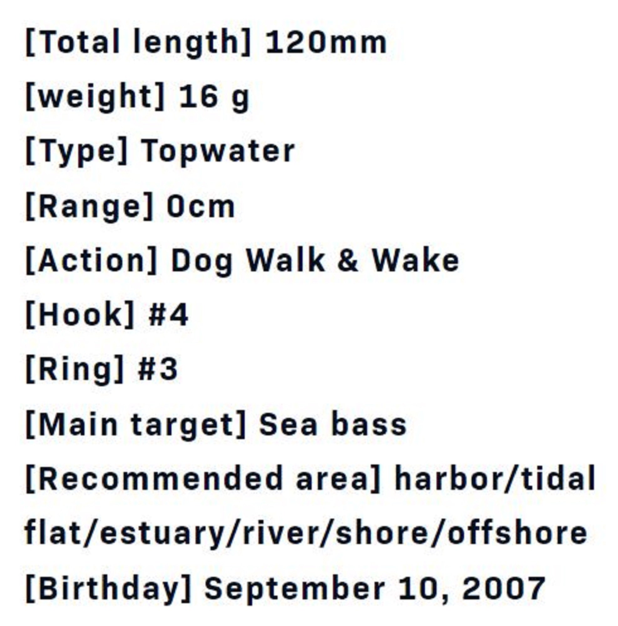 Ima Popkey 120 Pencil Floating Lure 103 (0480)