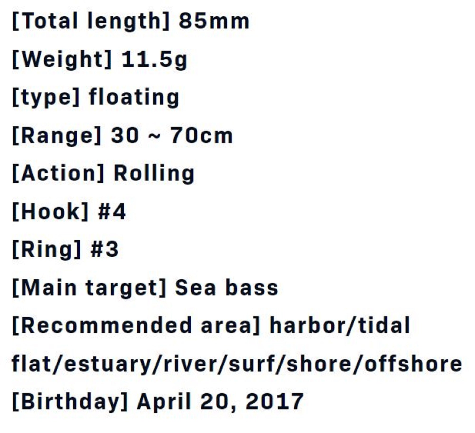 Sale Ima Kosuke 85F Floating Lure 003 (8681)