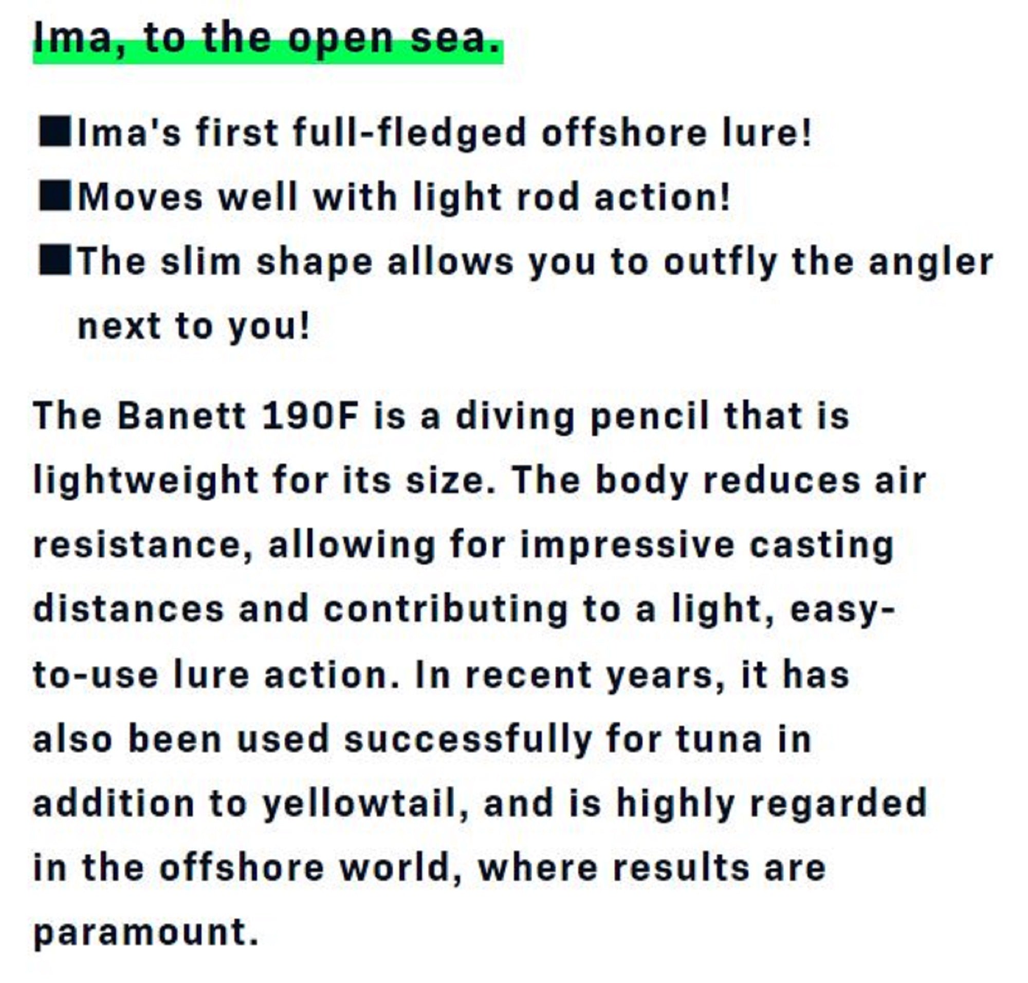 Ima Banett 190F Pencil Floating Lure 007 (1305)