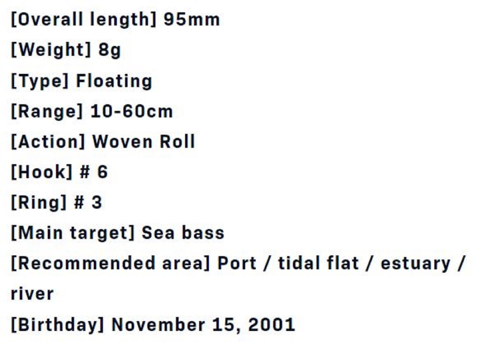 Ima Sasuke SF 95 mm Floating Lure 207 (5808)
