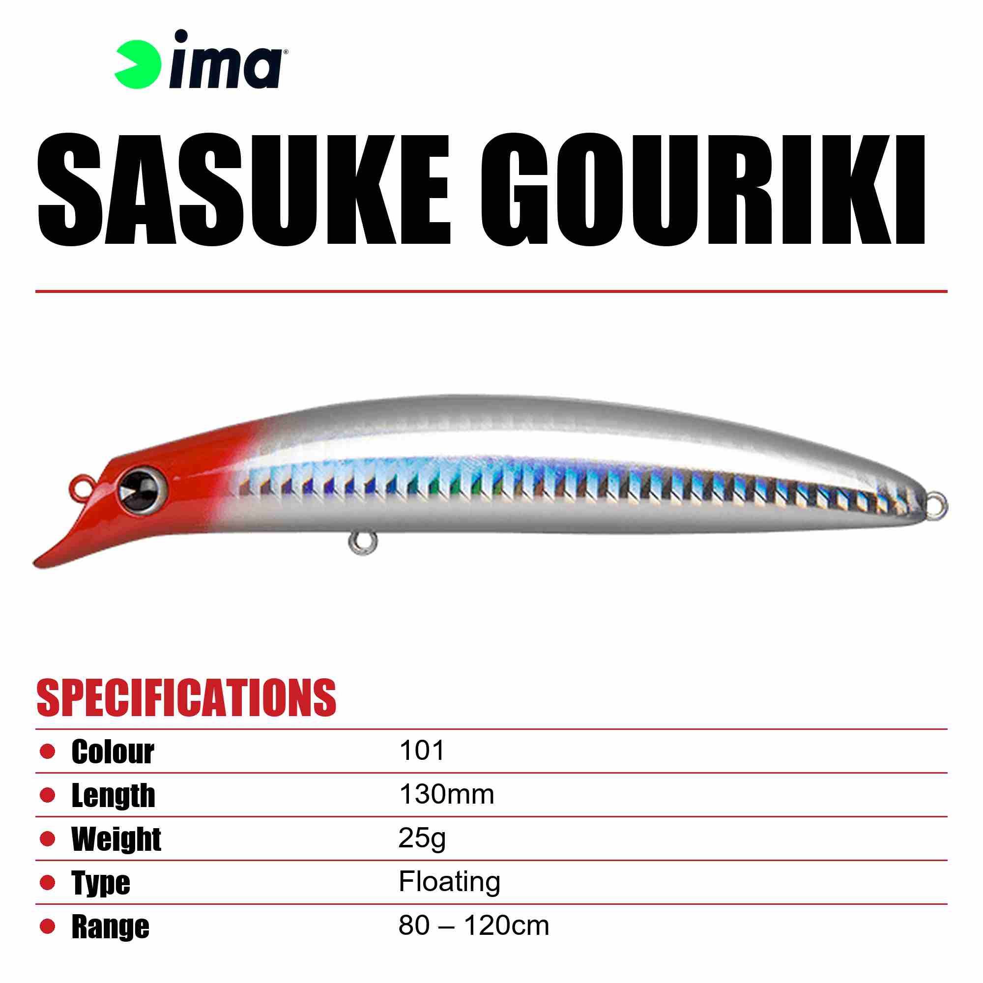 Ima Sasuke 130 mm Gouriki Floating Lure 101 (4489)