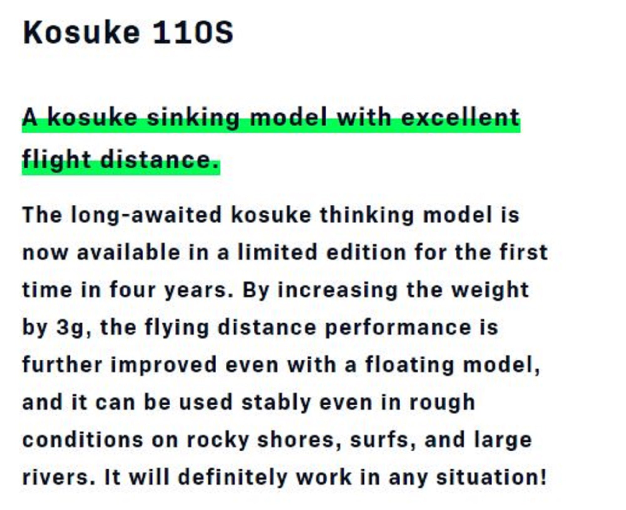 Sale Ima Kosuke 110S Sinking Lure X4636 (6314)