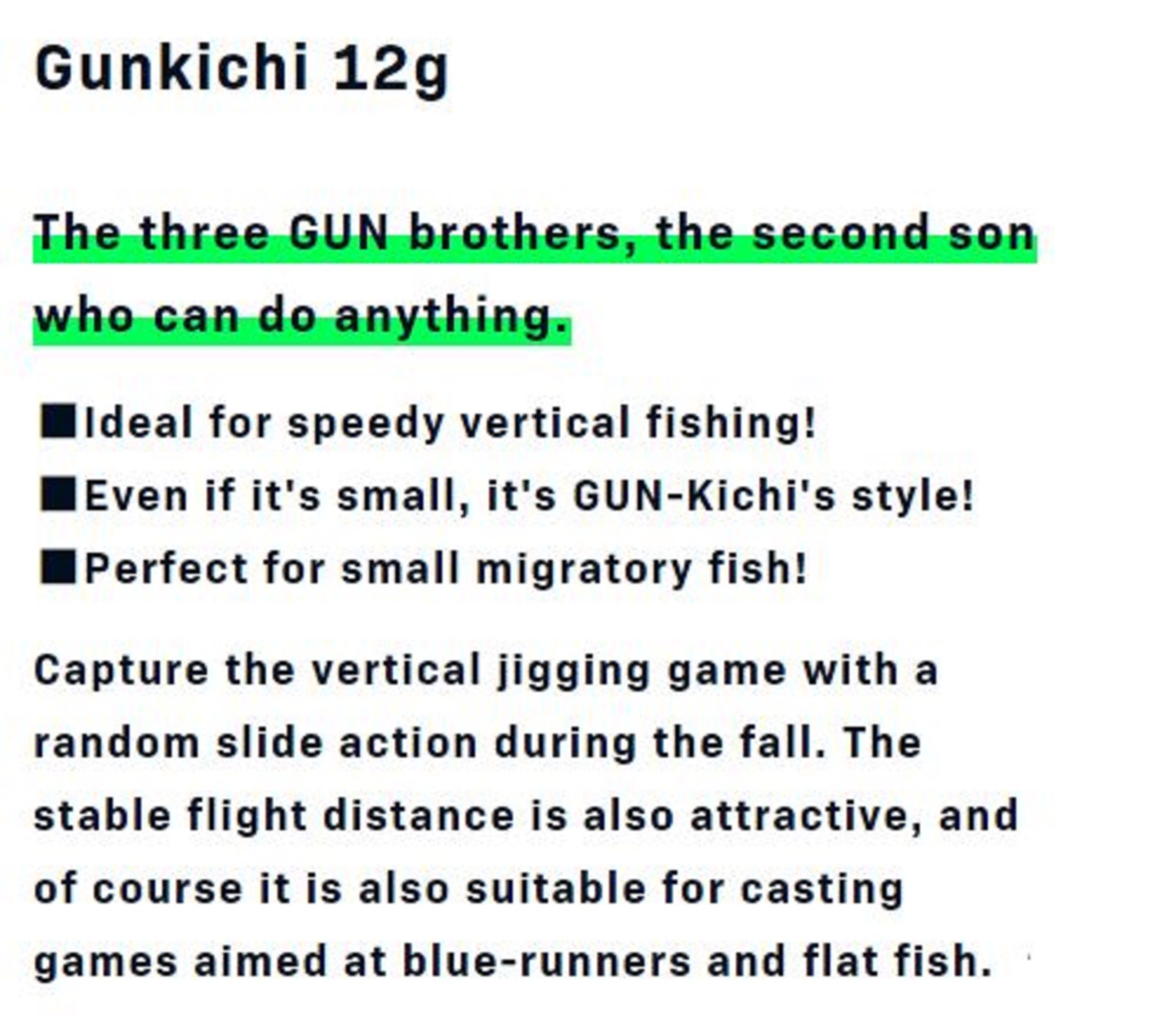 Ima Metal Jig Gun Kichi 12 grams 105 (3458)