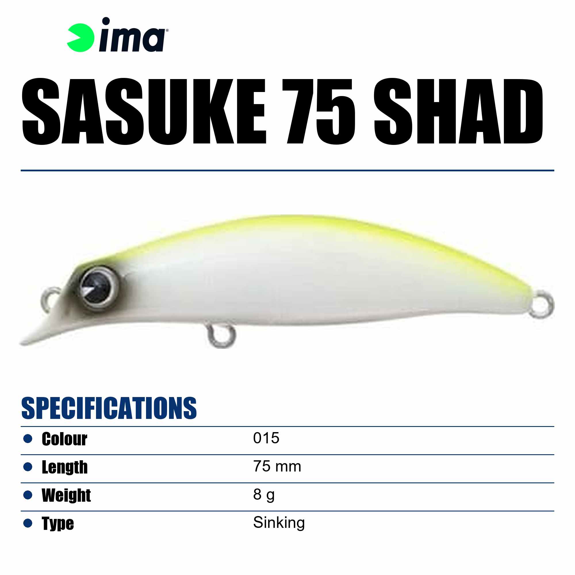 Ima Sasuke Shad 75 mm Sinking Lure 015 (5926)