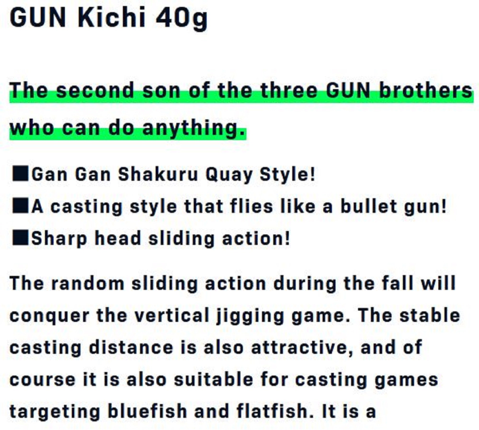 Ima Metal Jig Gun Kichi 40 grams Z1540 (3150)