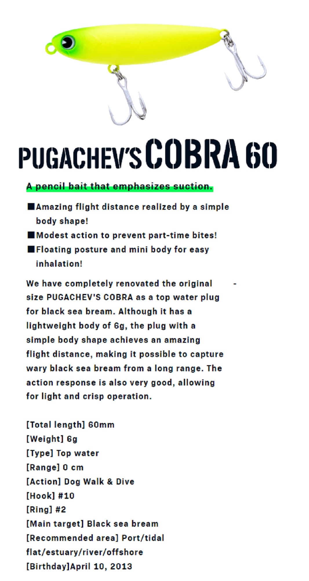 Ima Pugachev's Cobra 60 Floating Lure 107 (2453)