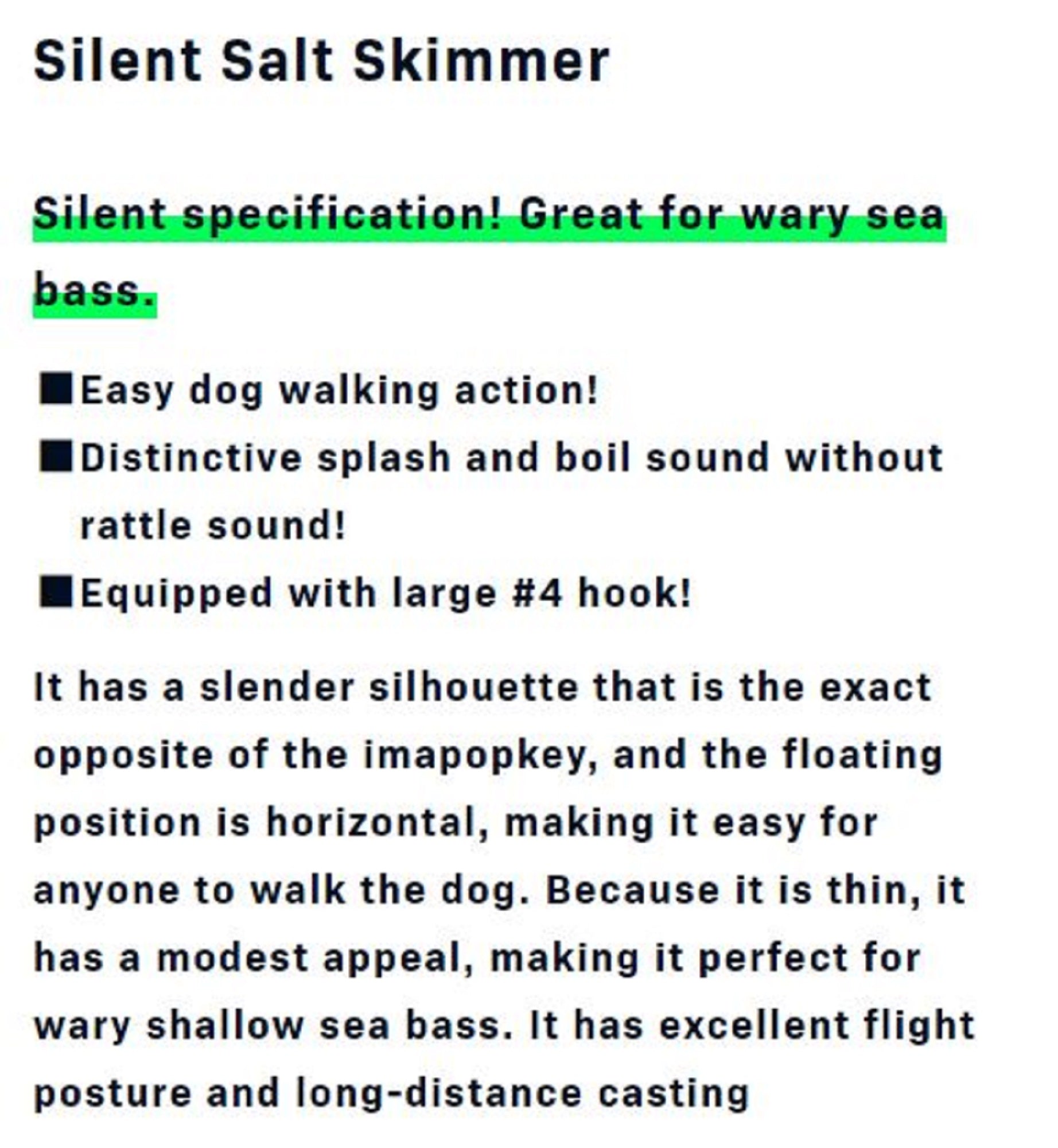 Ima Skimmer Salt 110 Pencil Floating Lure 106 (2606)